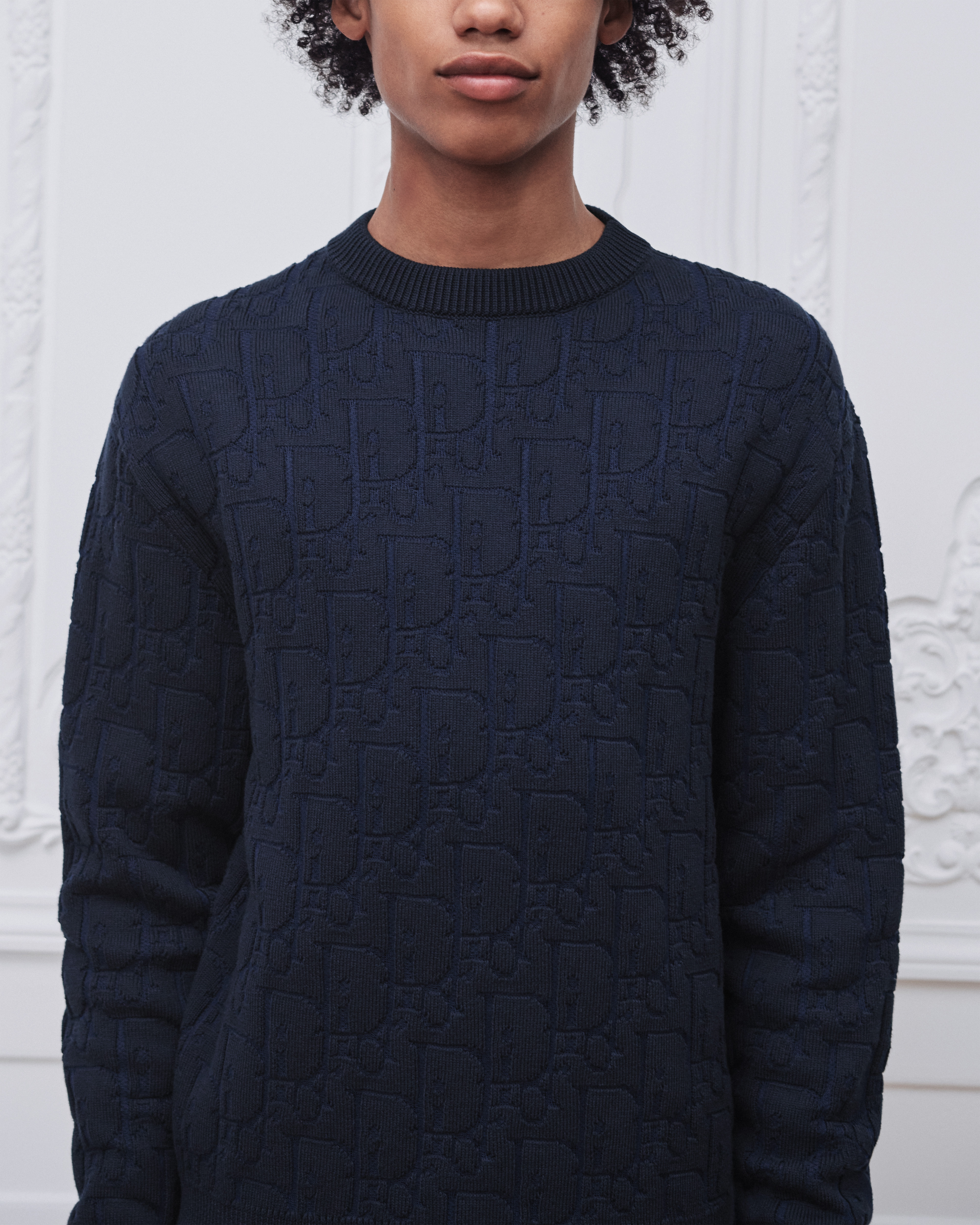 look_image_alt_prefix Dior Oblique Pullover Jersey aus Baumwollmischung in Marineblau E07