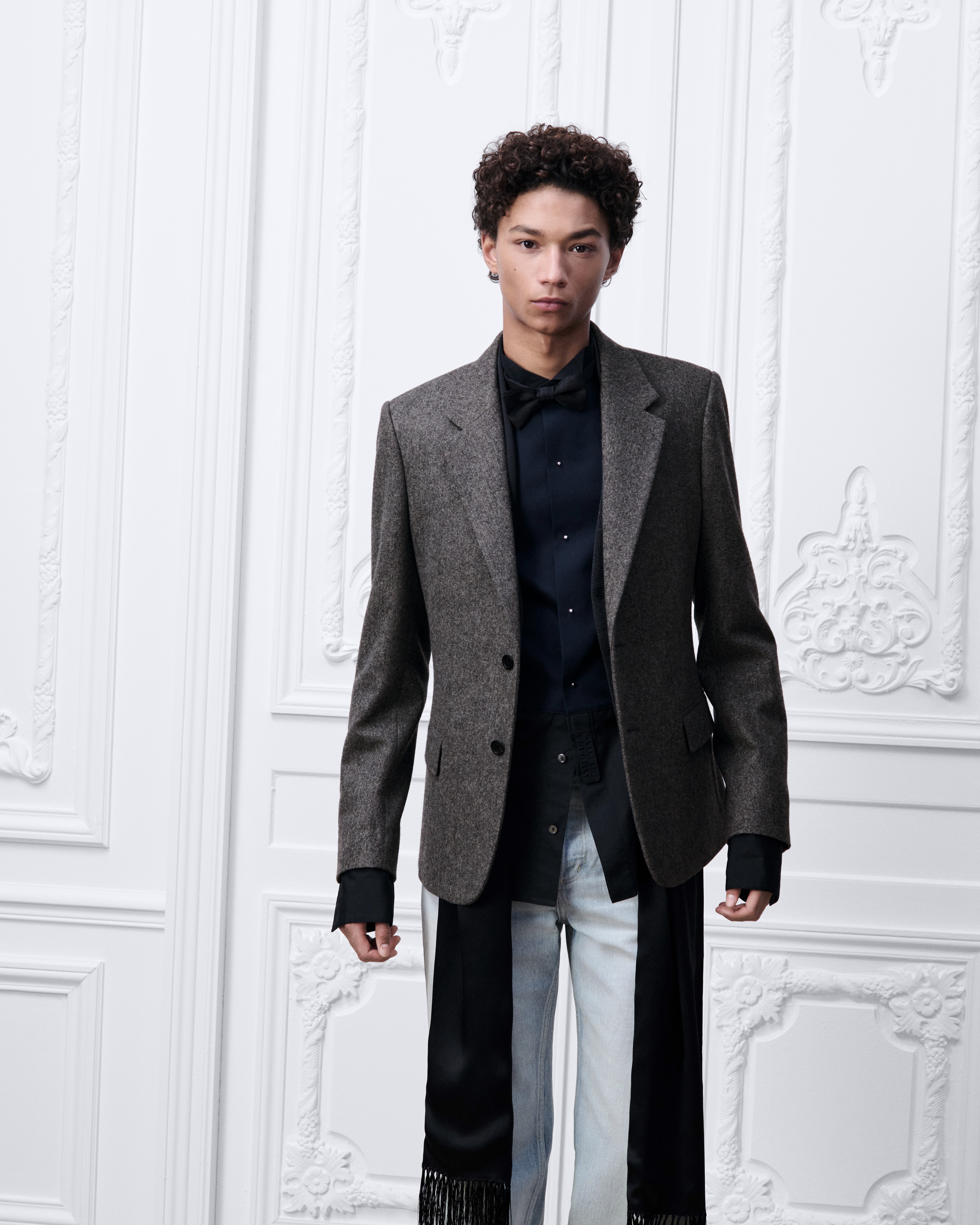 look_image_alt_prefix 單排釦外套 灰色人字紋初剪羊毛法蘭絨 E01