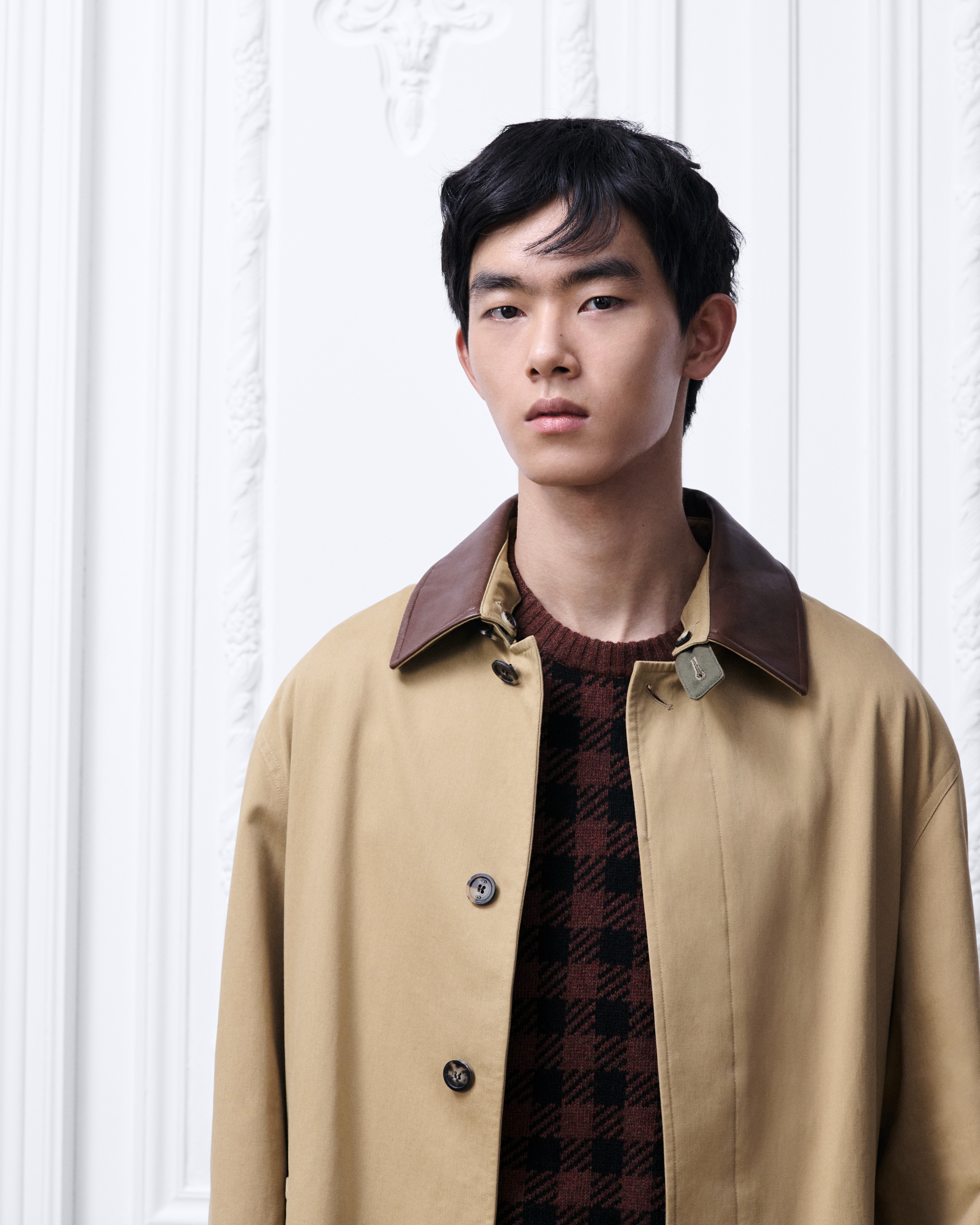 look_image_alt_prefix Dior 刺繡經典大衣 米色棉質斜紋布 E01