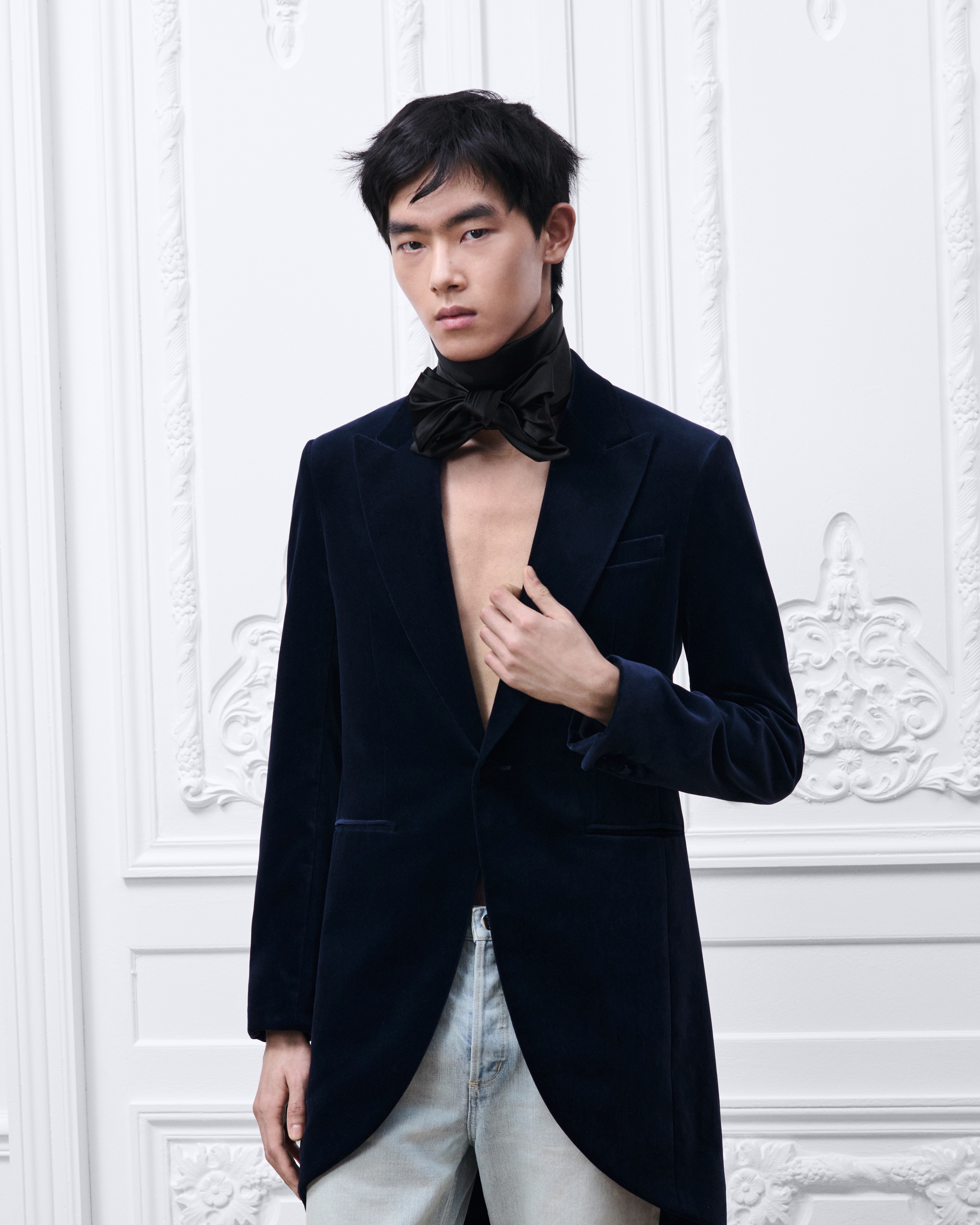 look_image_alt_prefix 晨禮服 海軍藍棉質天鵝絨 E07