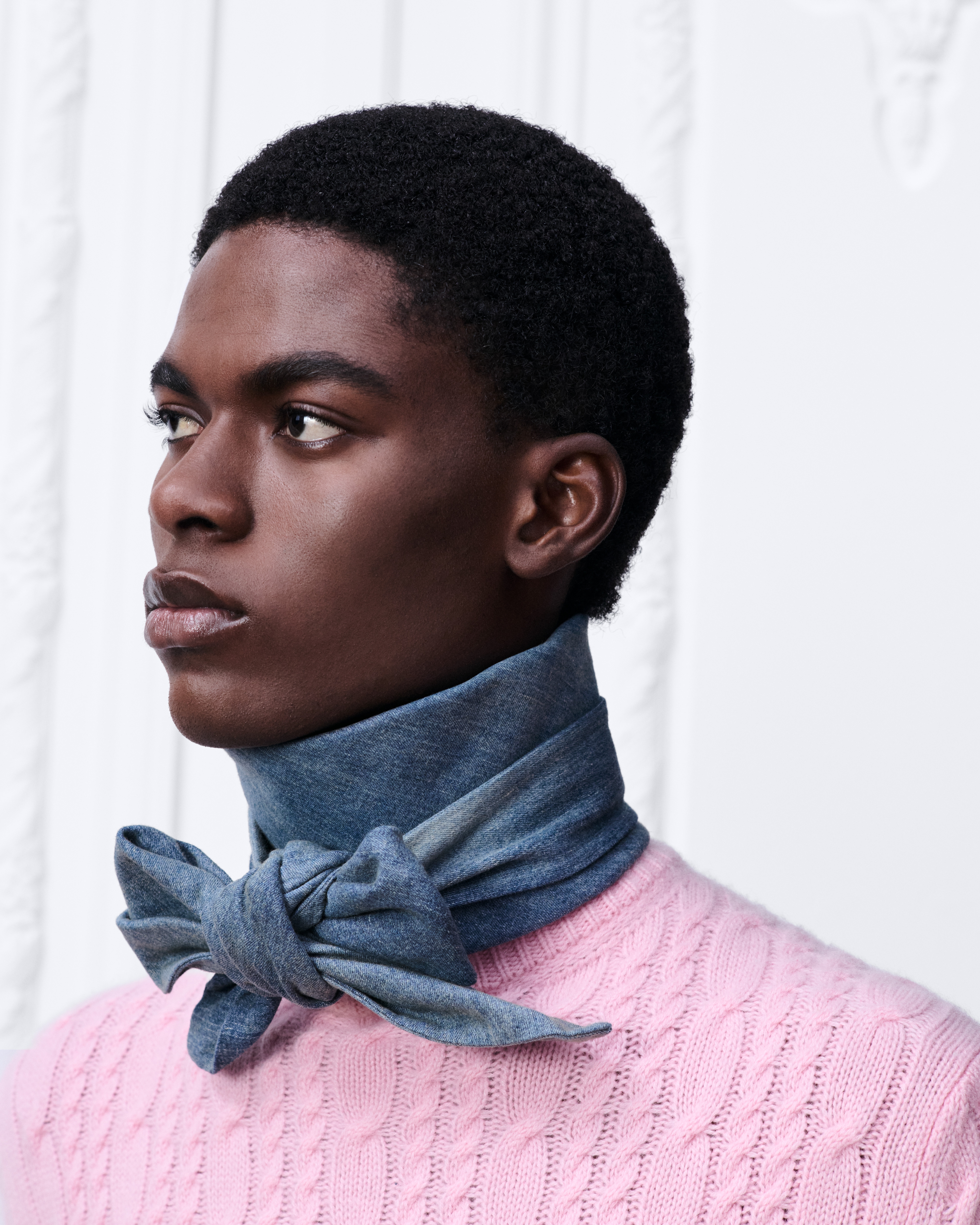 look_image_alt_prefix Braga para el cuello Denim de algodón lavado a la piedra azul E36