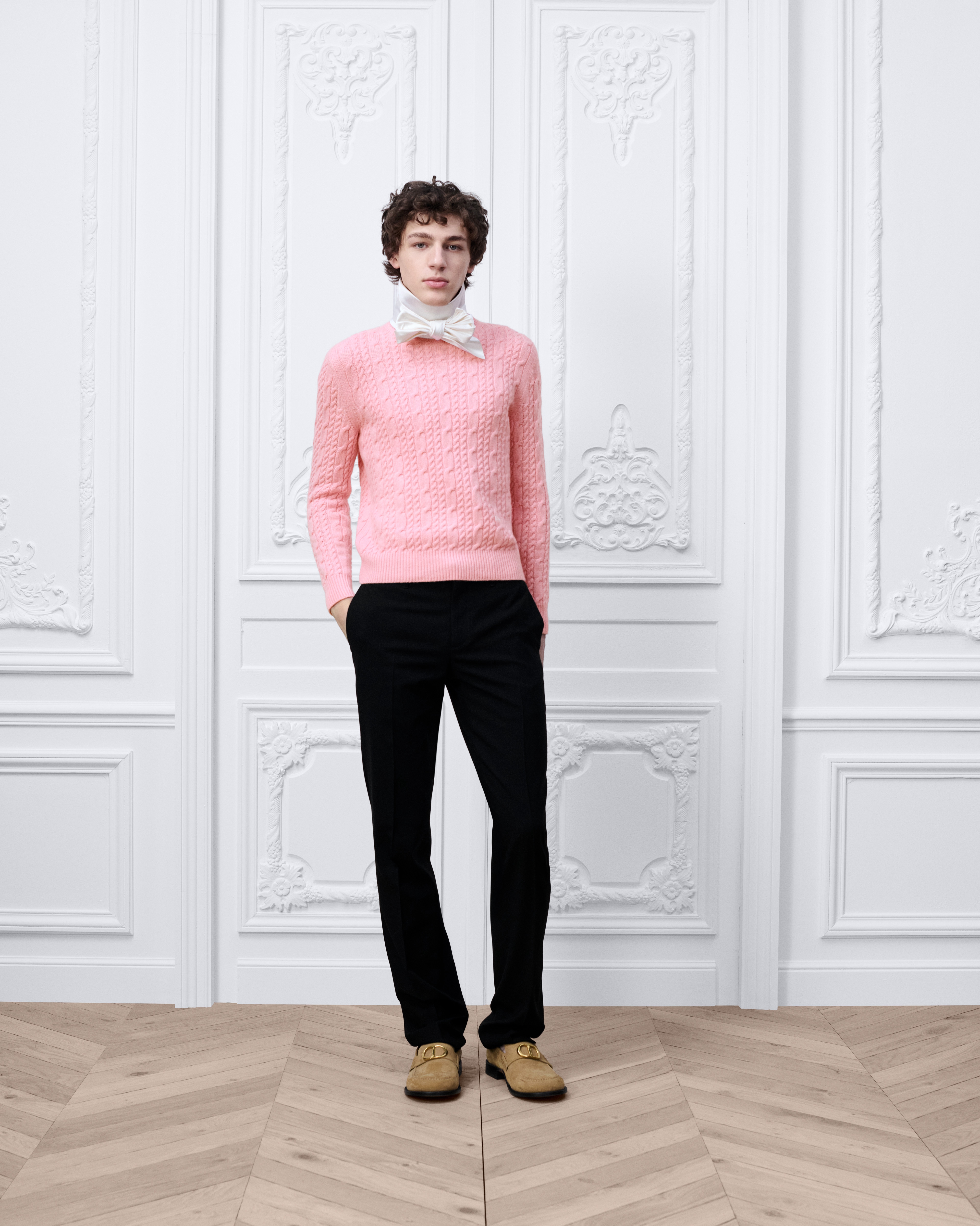 Look Cable-Knit Sweater Pink Cashmere Knit E14