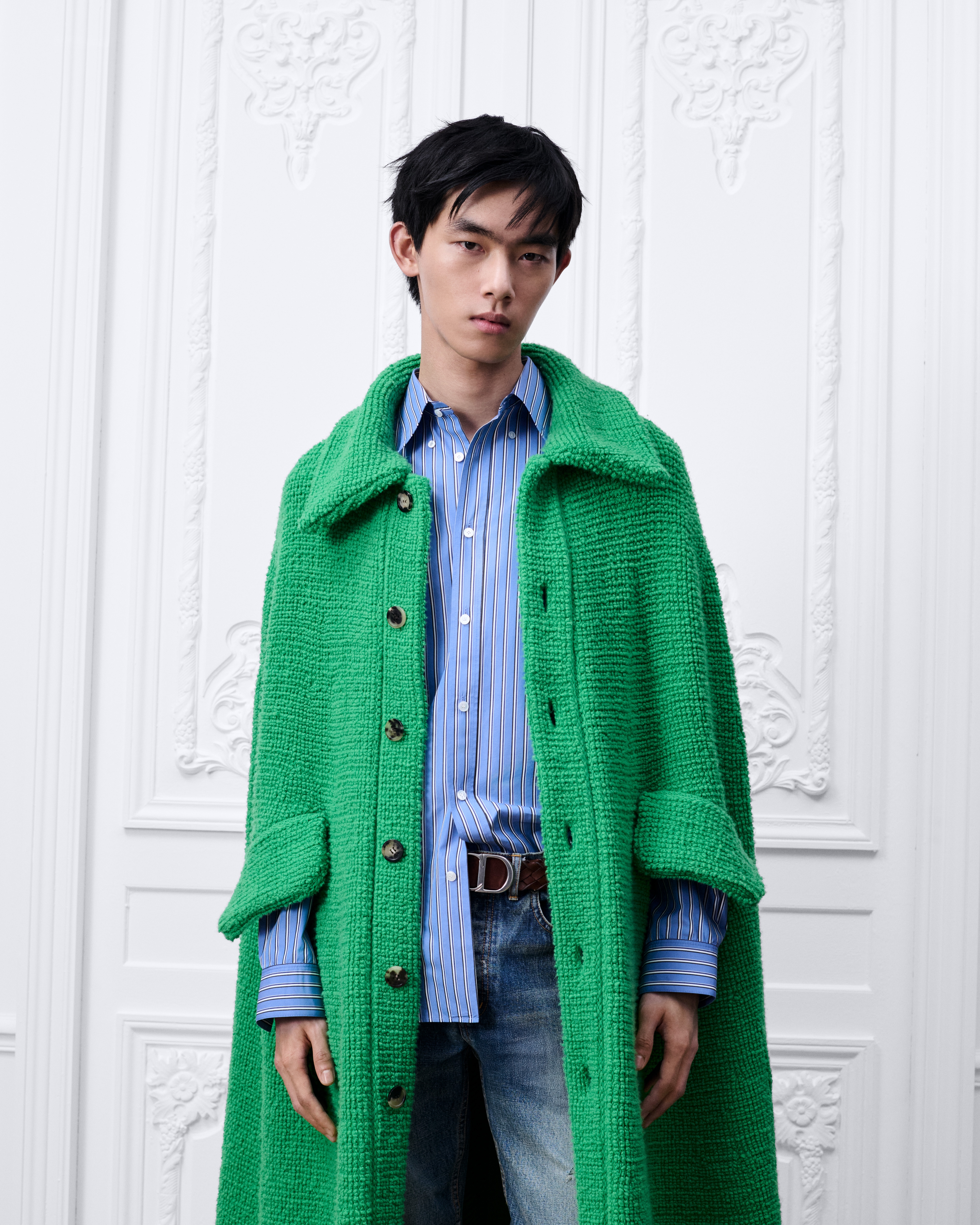 Cape Maille de cachemire vert E01