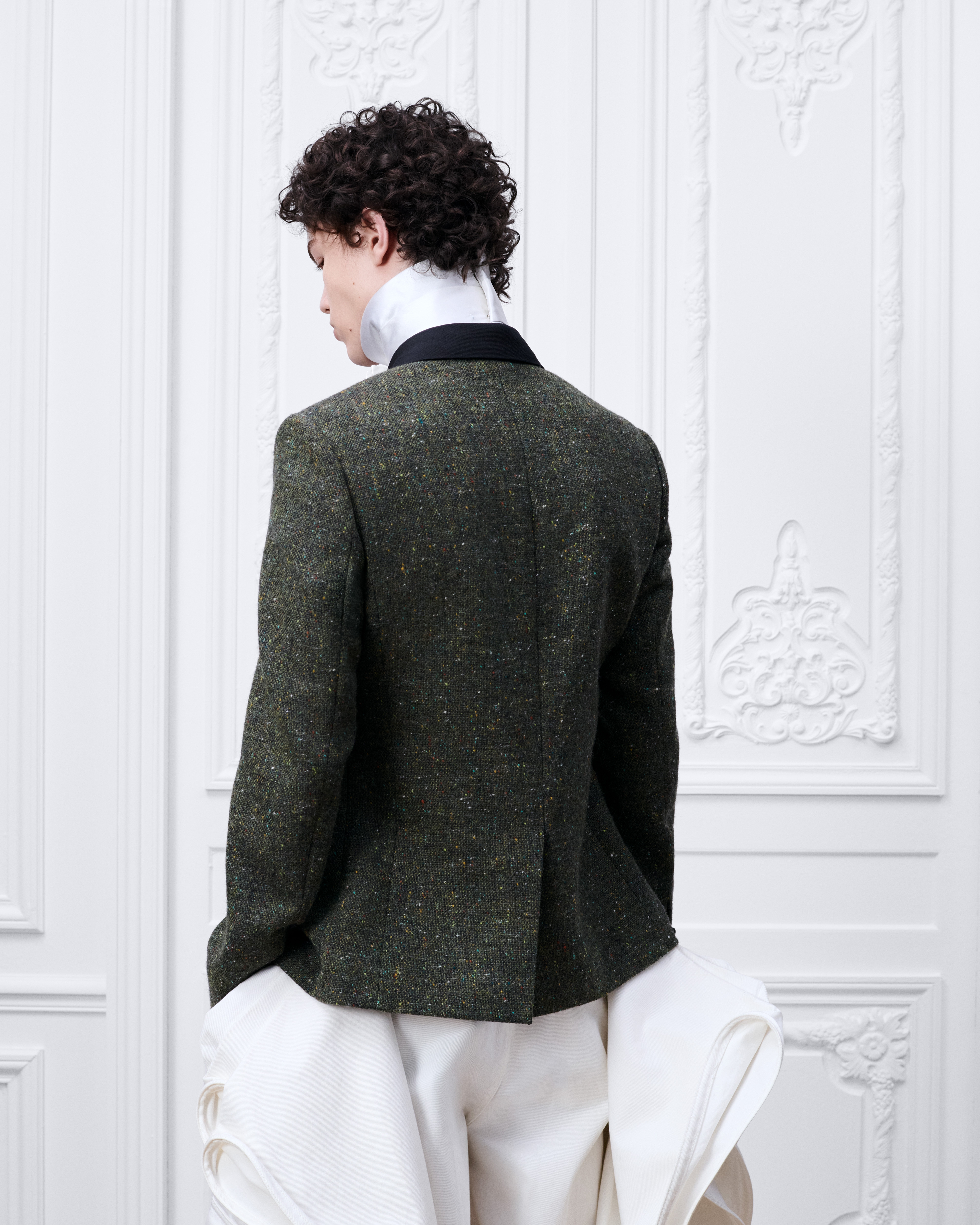 Veste Bar Tweed de laine vierge verte E09