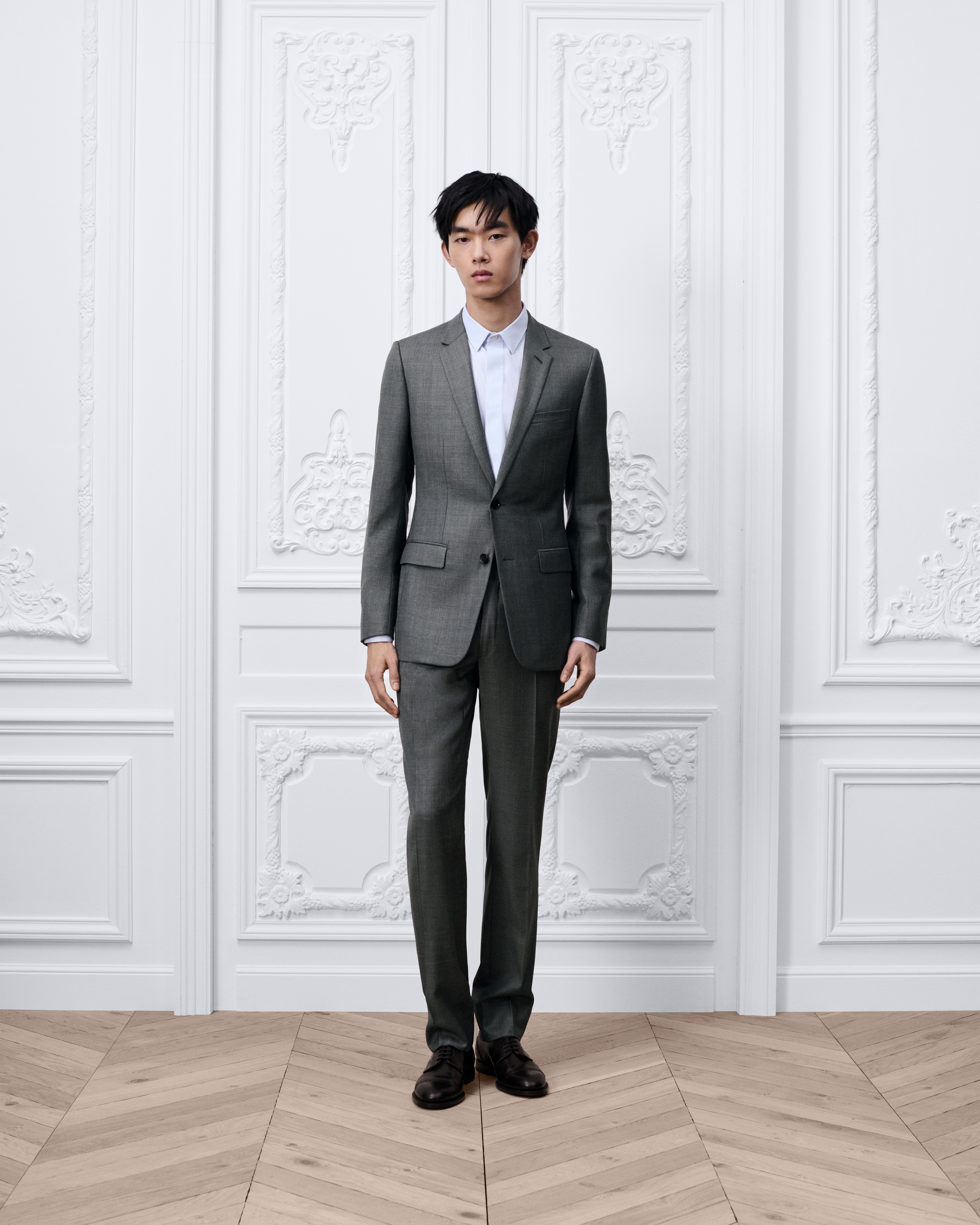 Terno clássico Lã quadriculada cinza E02