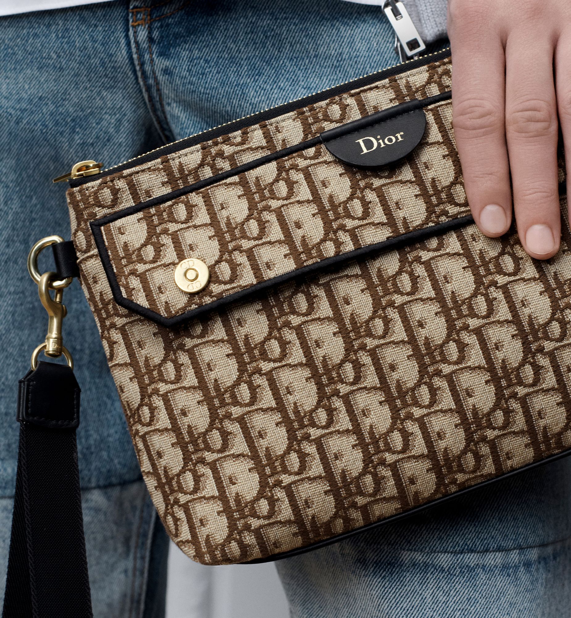 Pocket Dior Jett A5 Triangle Pouch Brown Dior Oblique Jacquard | DIOR