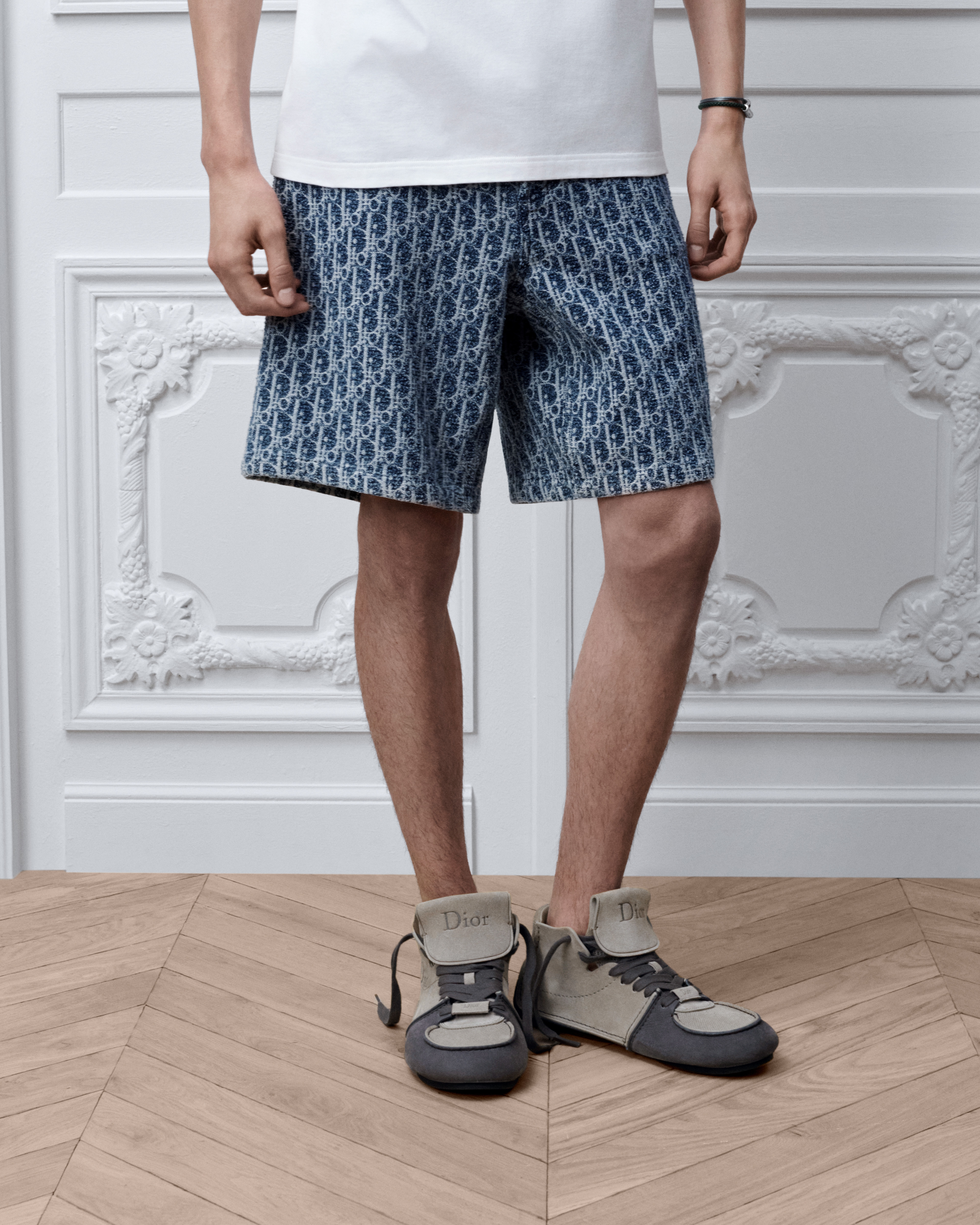 Dior Oblique Shorts Blue Spongy Cotton-Blend Twill | DIOR