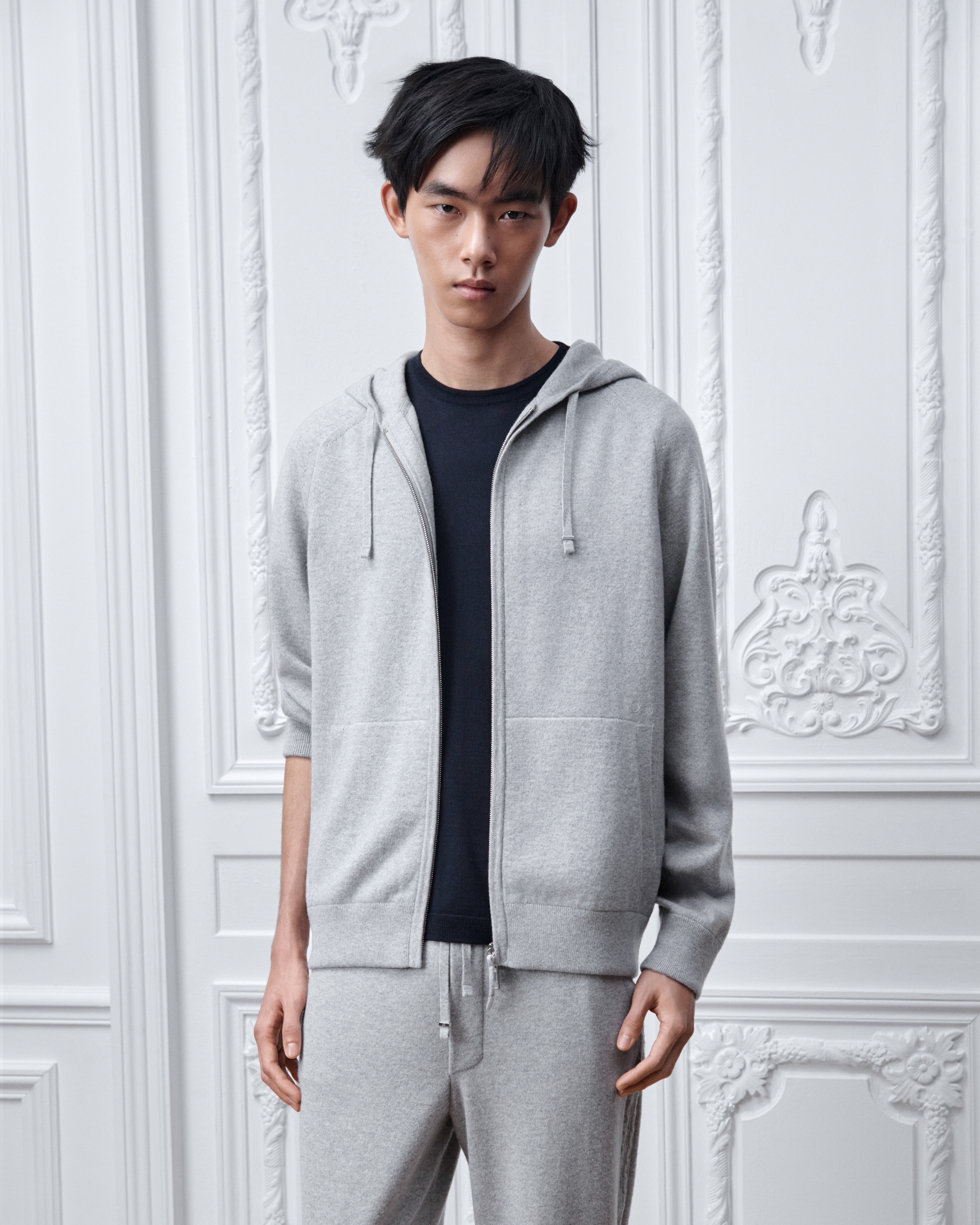 Hooded Sweater with Dior Embroidery, Comfortable Fit