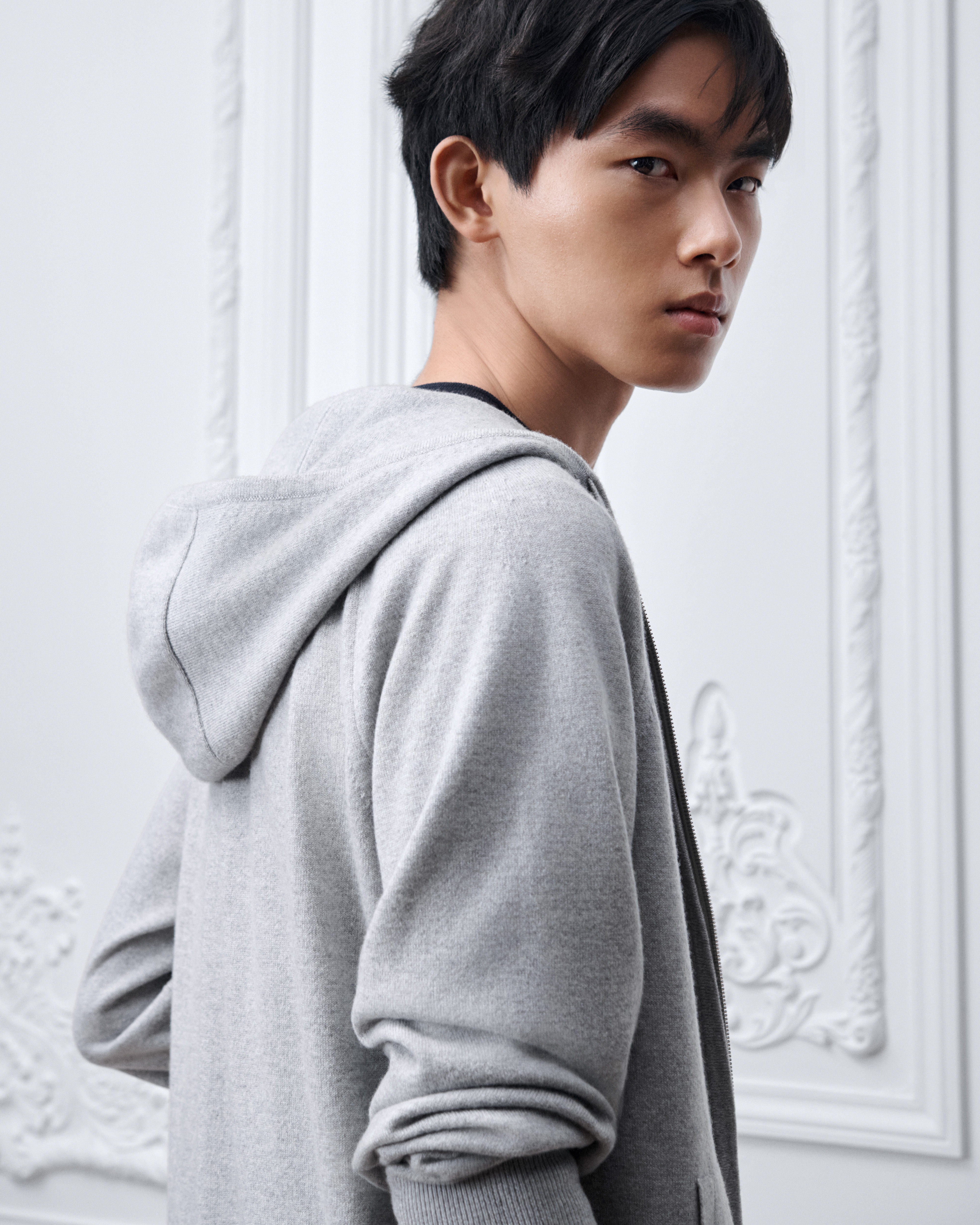 Hooded Sweater with Dior Embroidery, Comfortable Fit