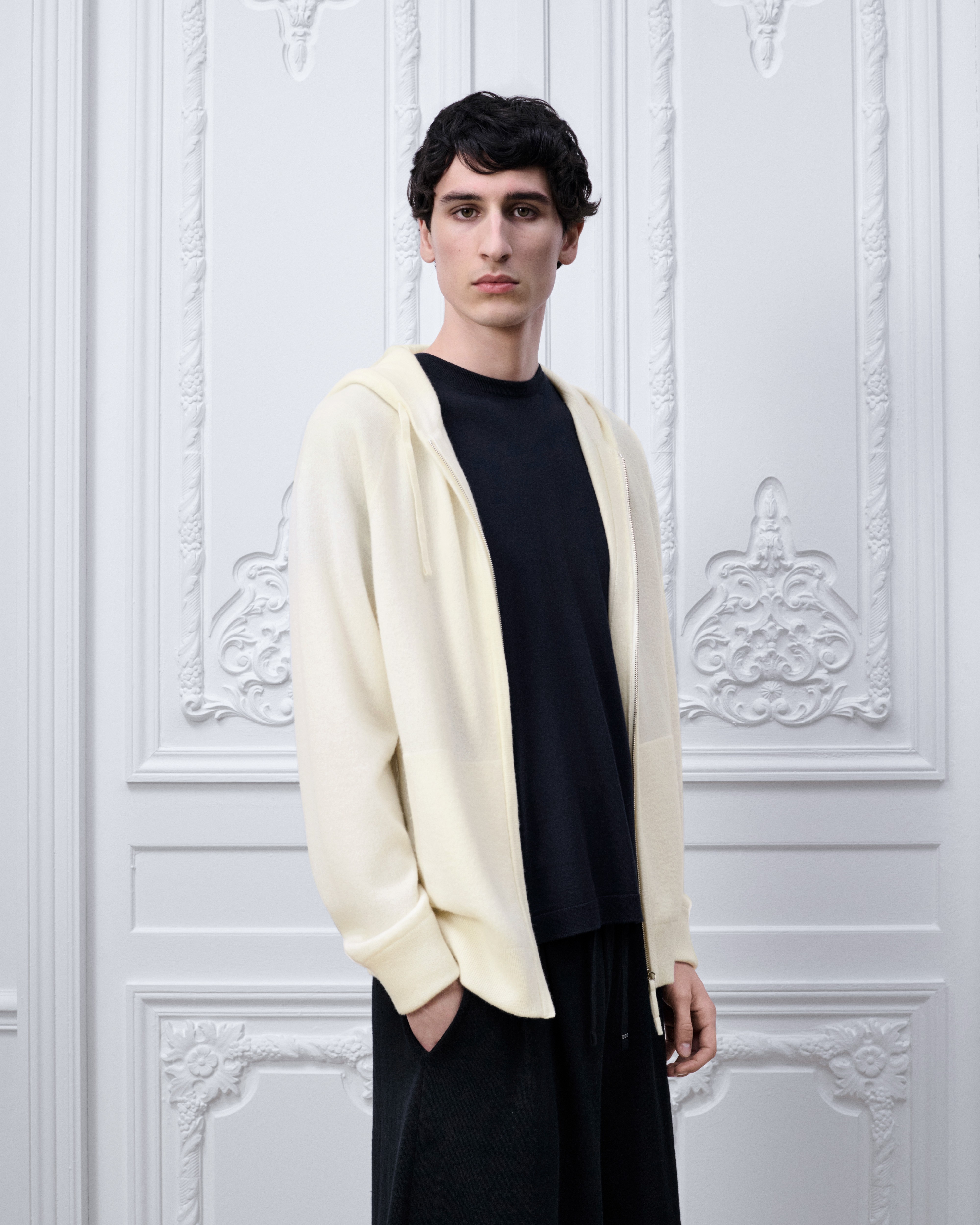 Hooded Sweater with Dior Embroidery, Comfortable Fit