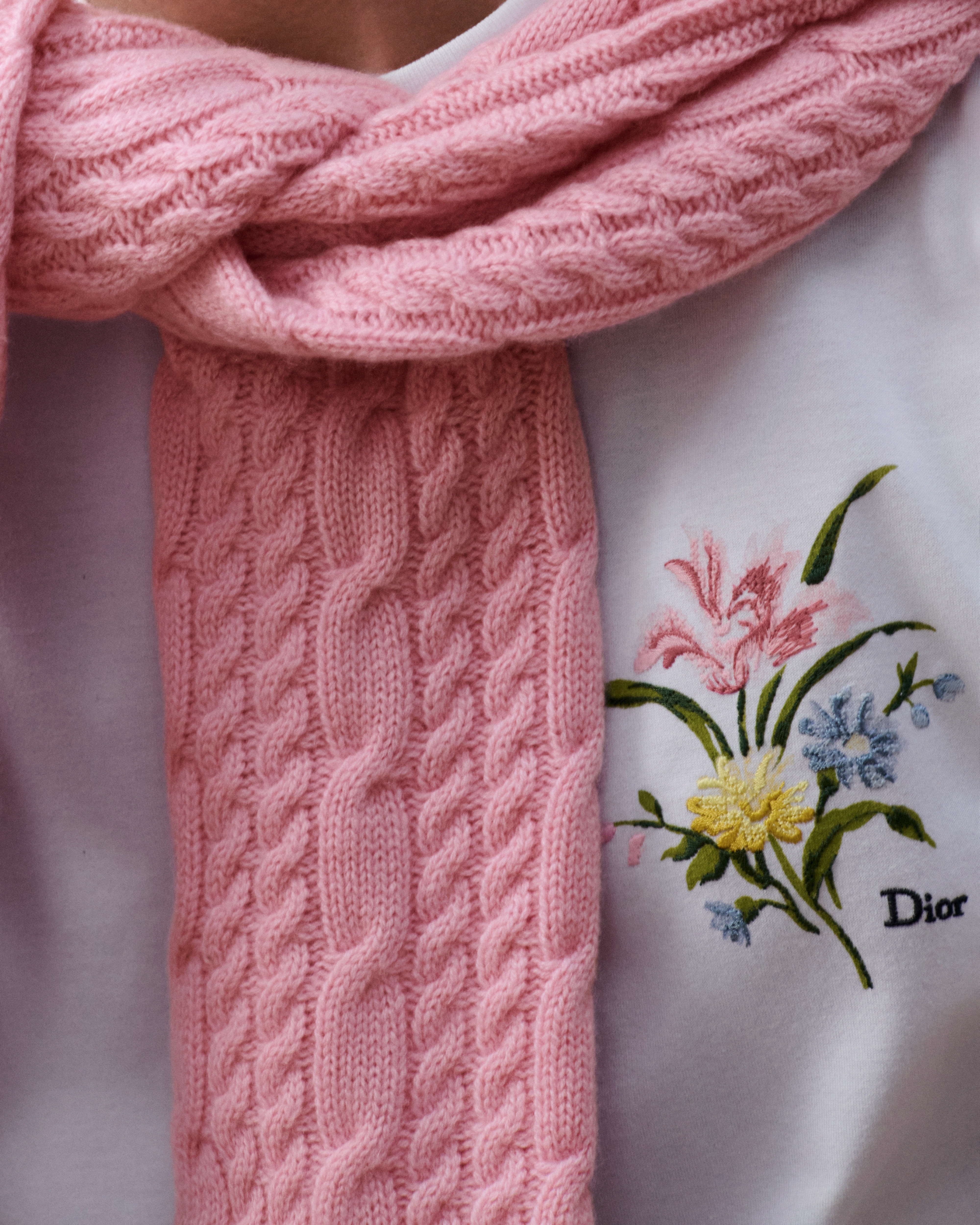 T-Shirt with Dior Secret Garden Motif, Relaxed Fit White Cotton Jersey E10