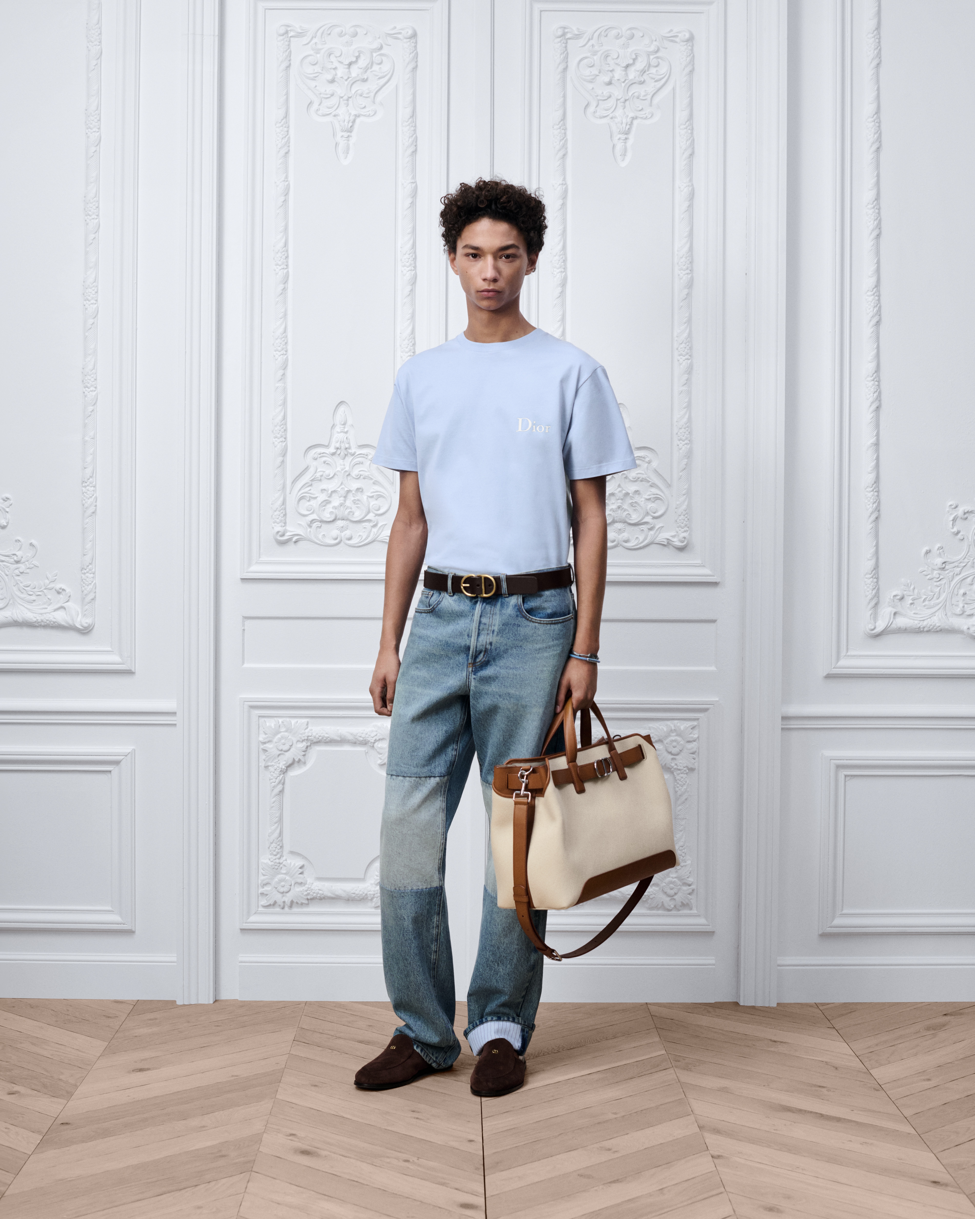 Camiseta con bordado Dior, corte relajado Punto de algodón azul E08