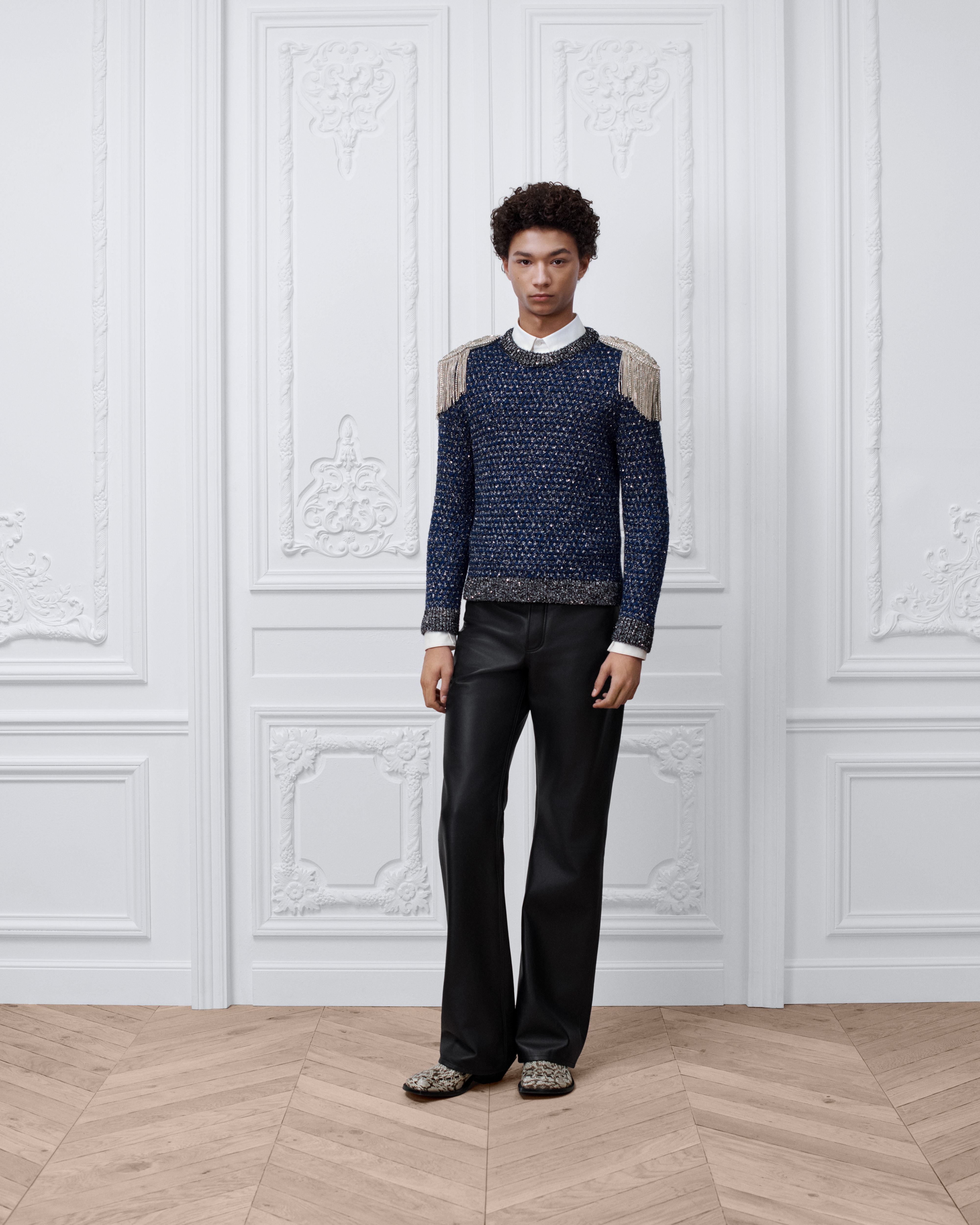 Pantalon bootcut Cuir d'agneau noir E08
