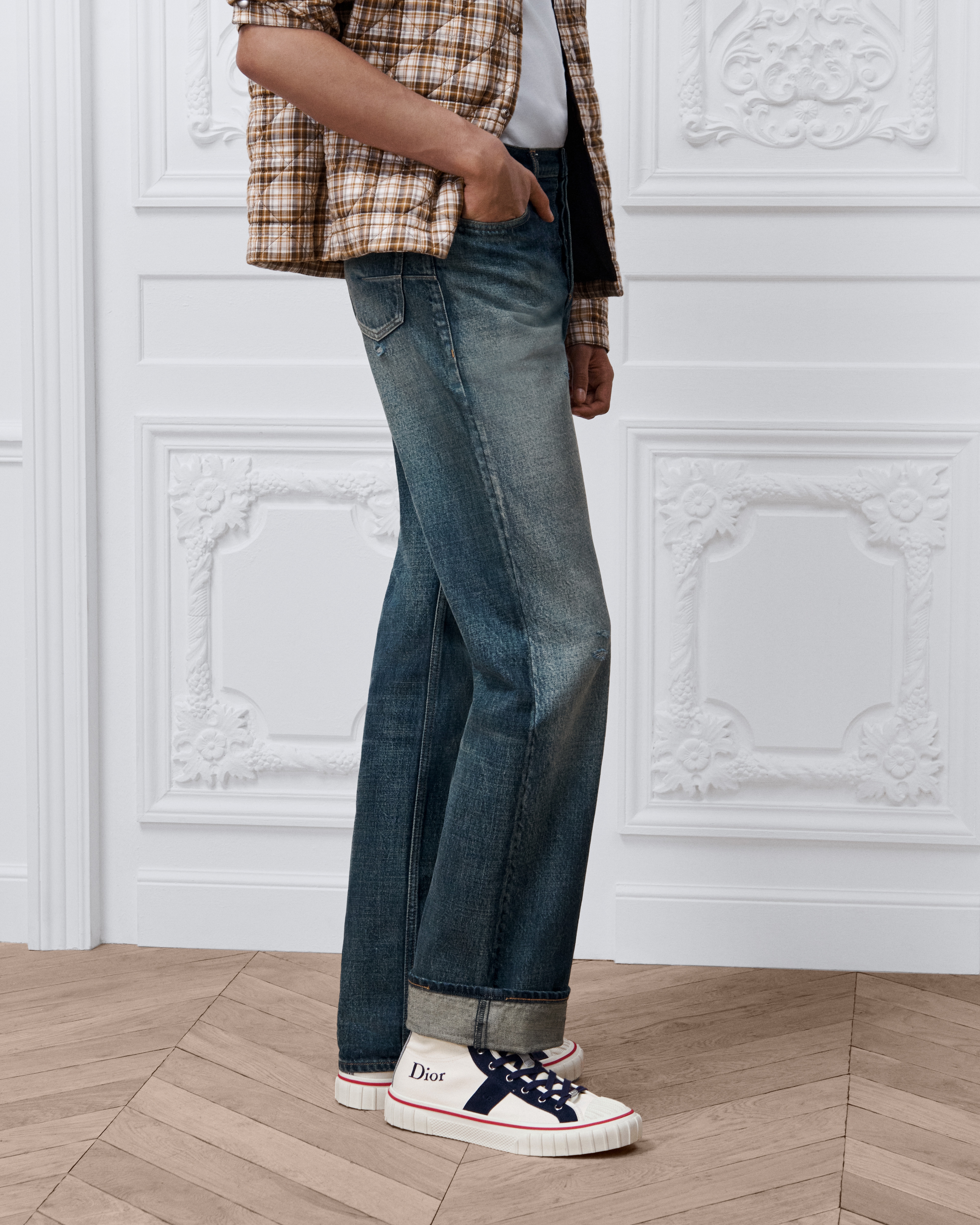 Wide-Leg Jeans Blue Cotton Twill E13