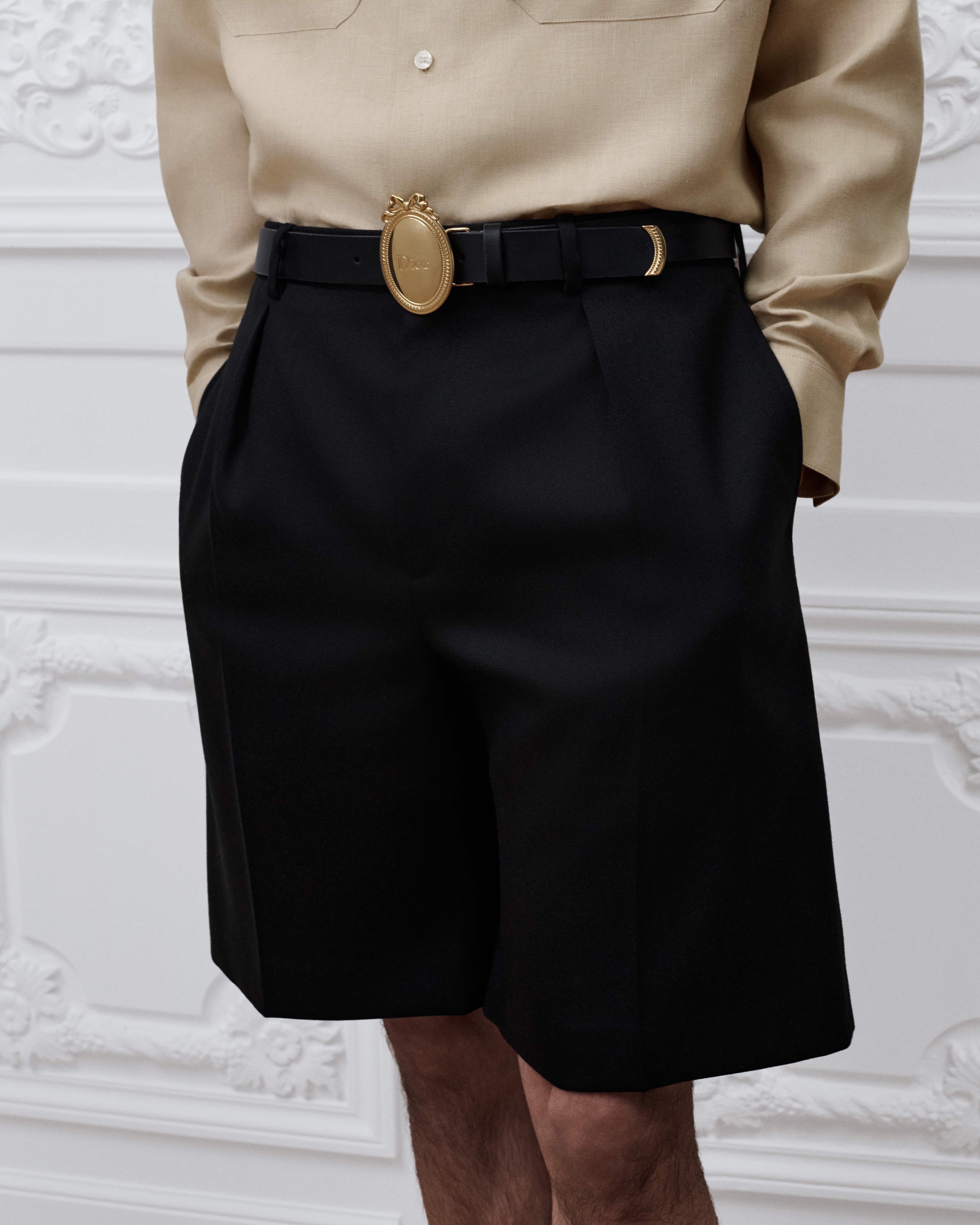Elegante Shorts Wolldrillich in Schwarz E13