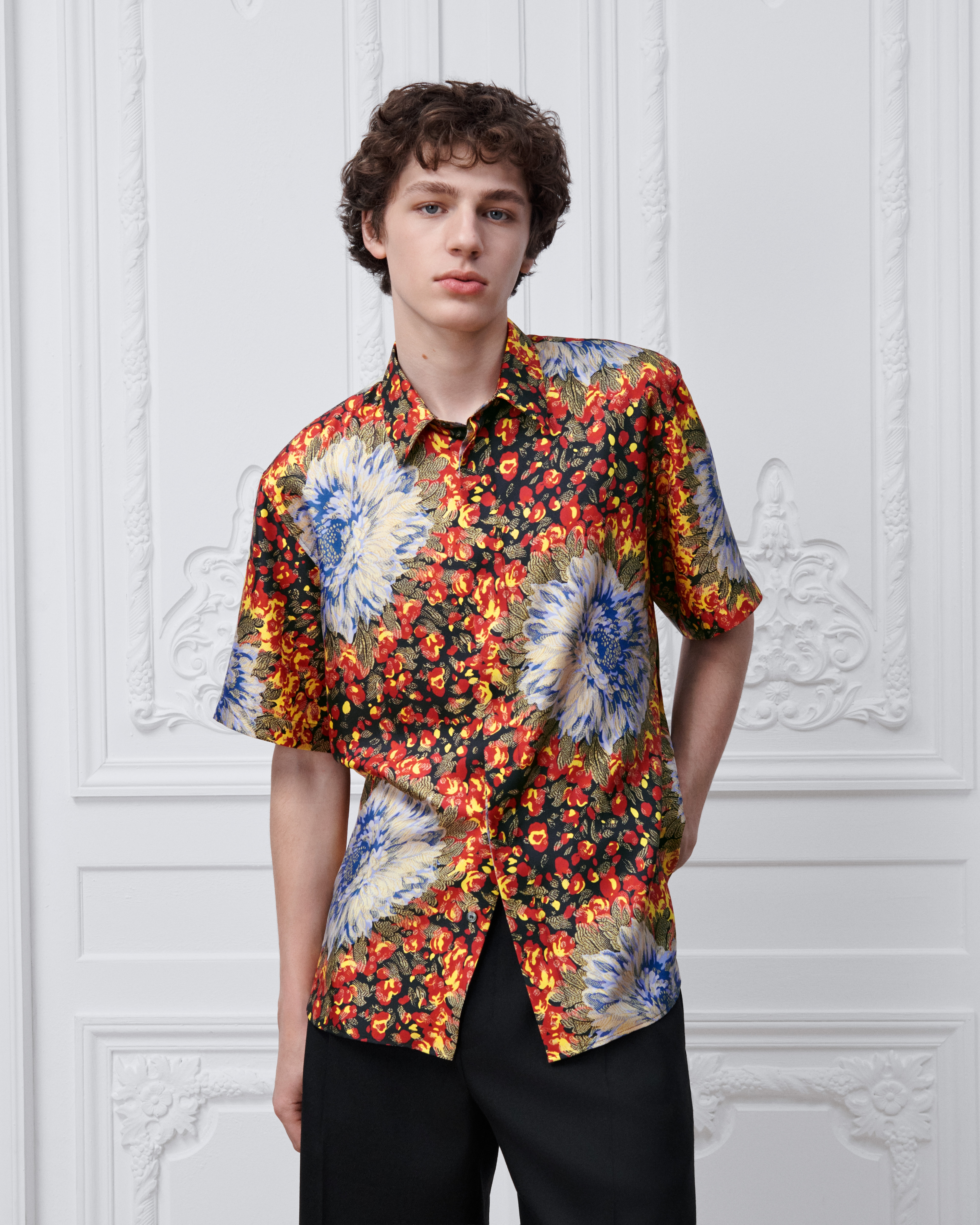 Camisa de manga corta Dior Byzance Jacquard de seda multicolor E07