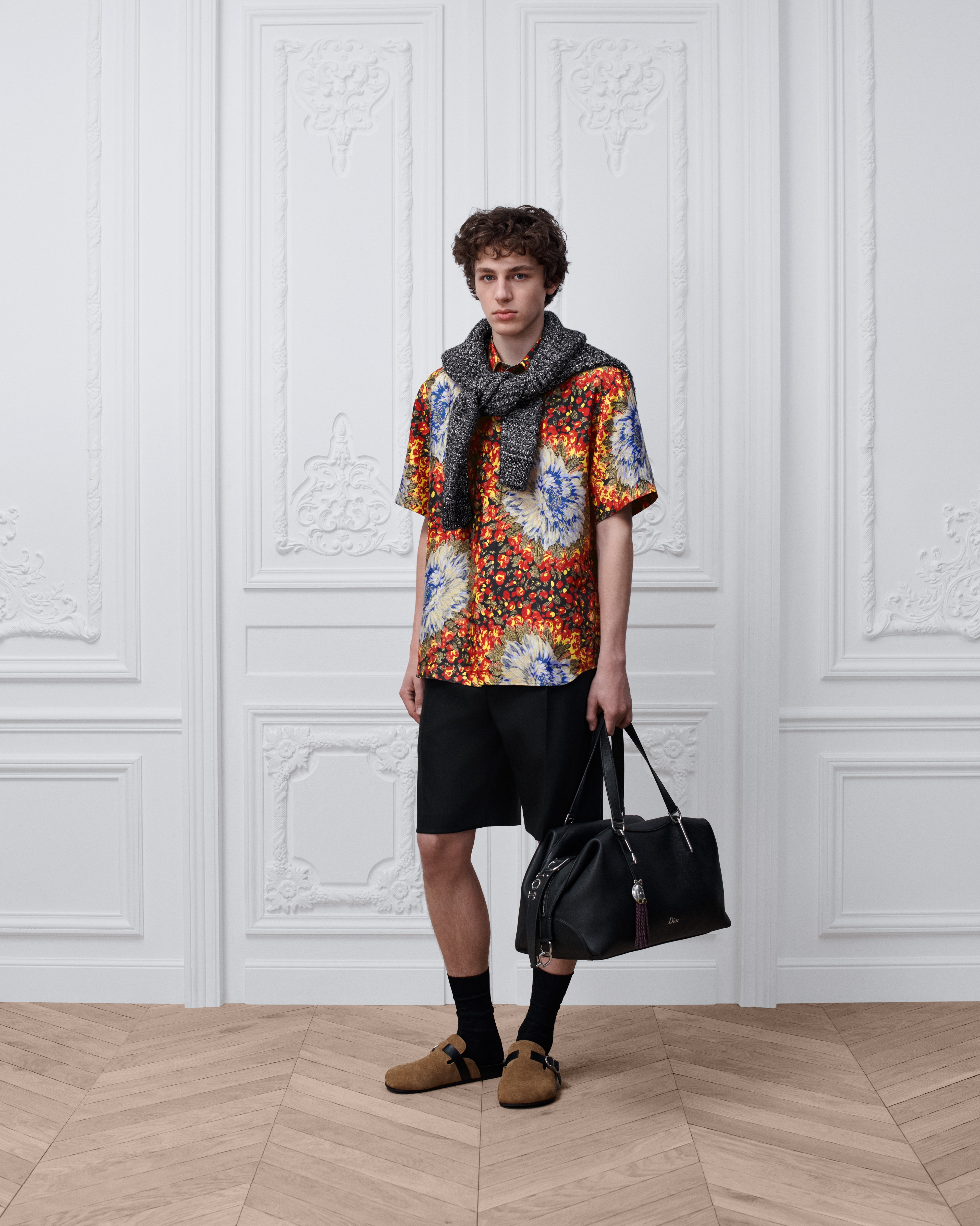 Camisa de manga corta Dior Byzance Jacquard de seda multicolor E08