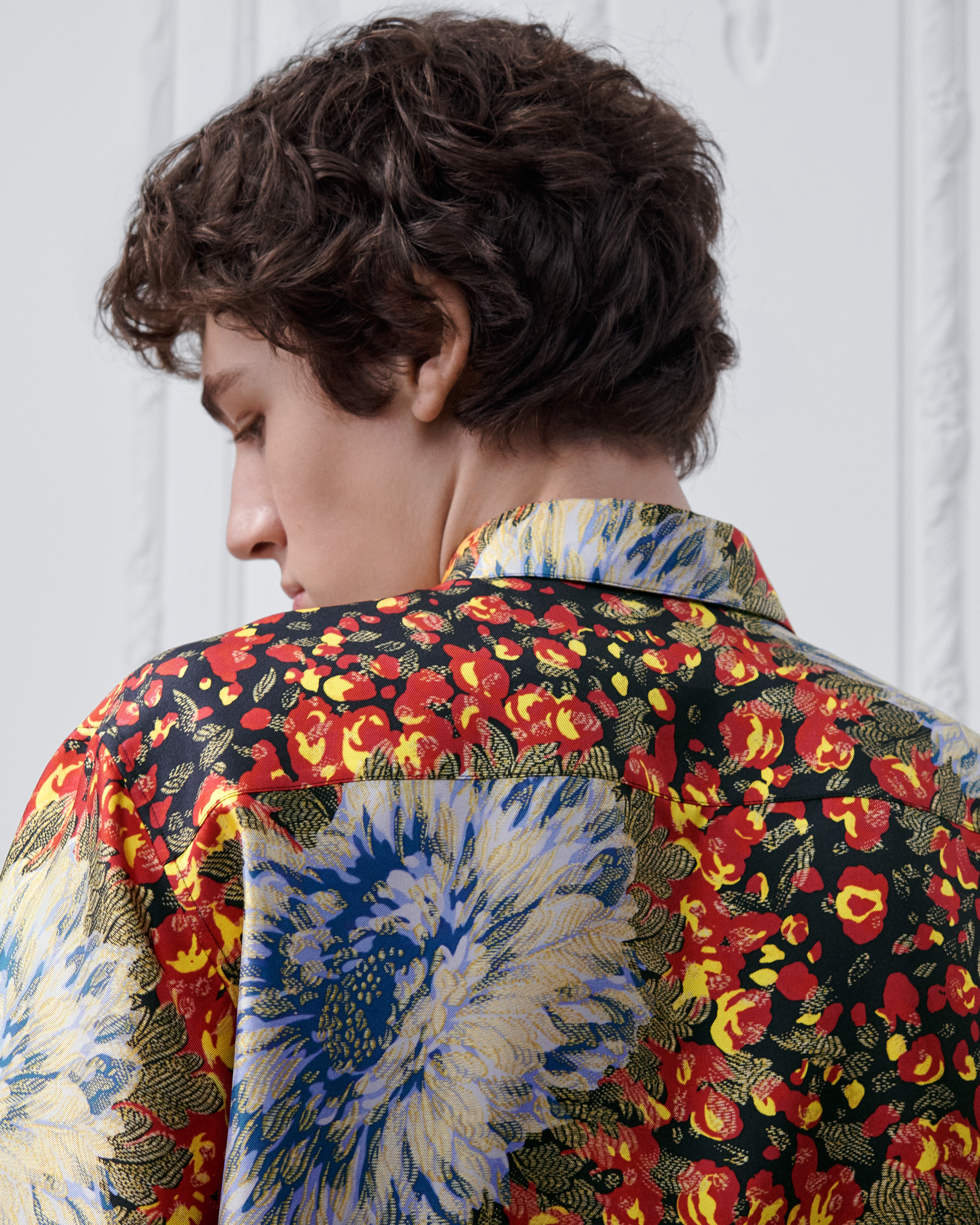 Camisa de manga corta Dior Byzance Jacquard de seda multicolor E09
