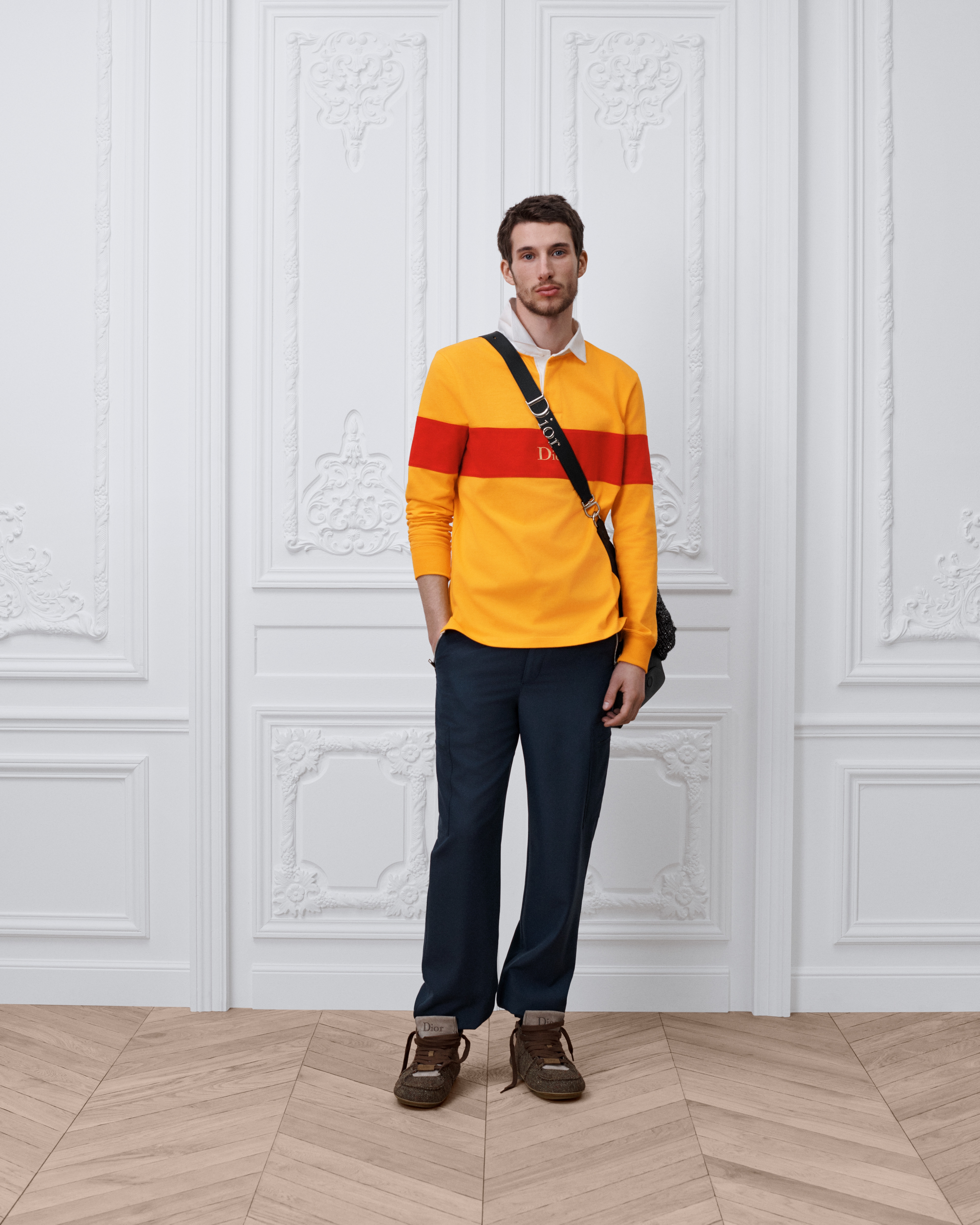 Pantalon cargo à broderie Dior Gabardine de laine vierge bleue E08