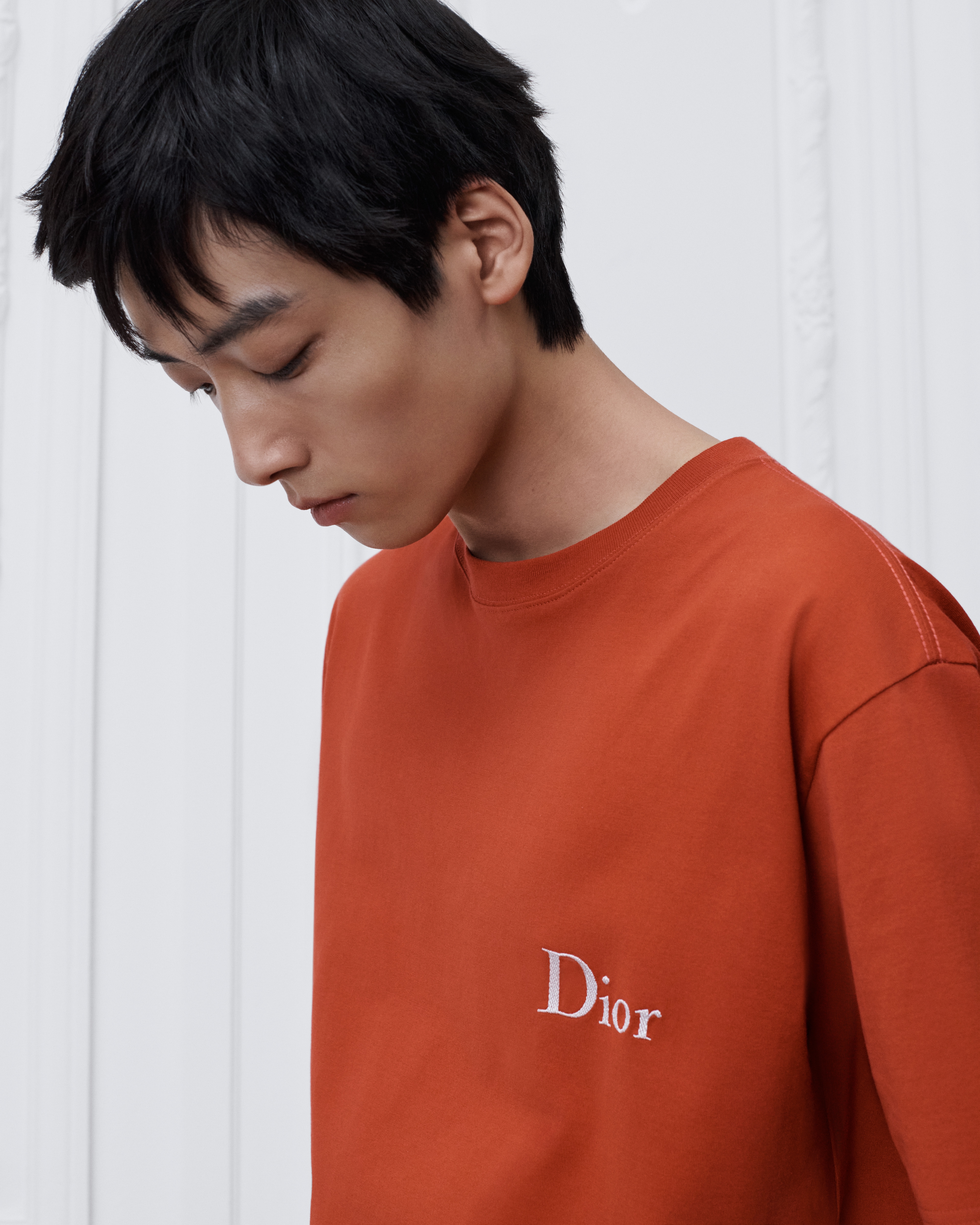 T-shirt à broderie Dior, coupe relax Jersey de coton rouge E07