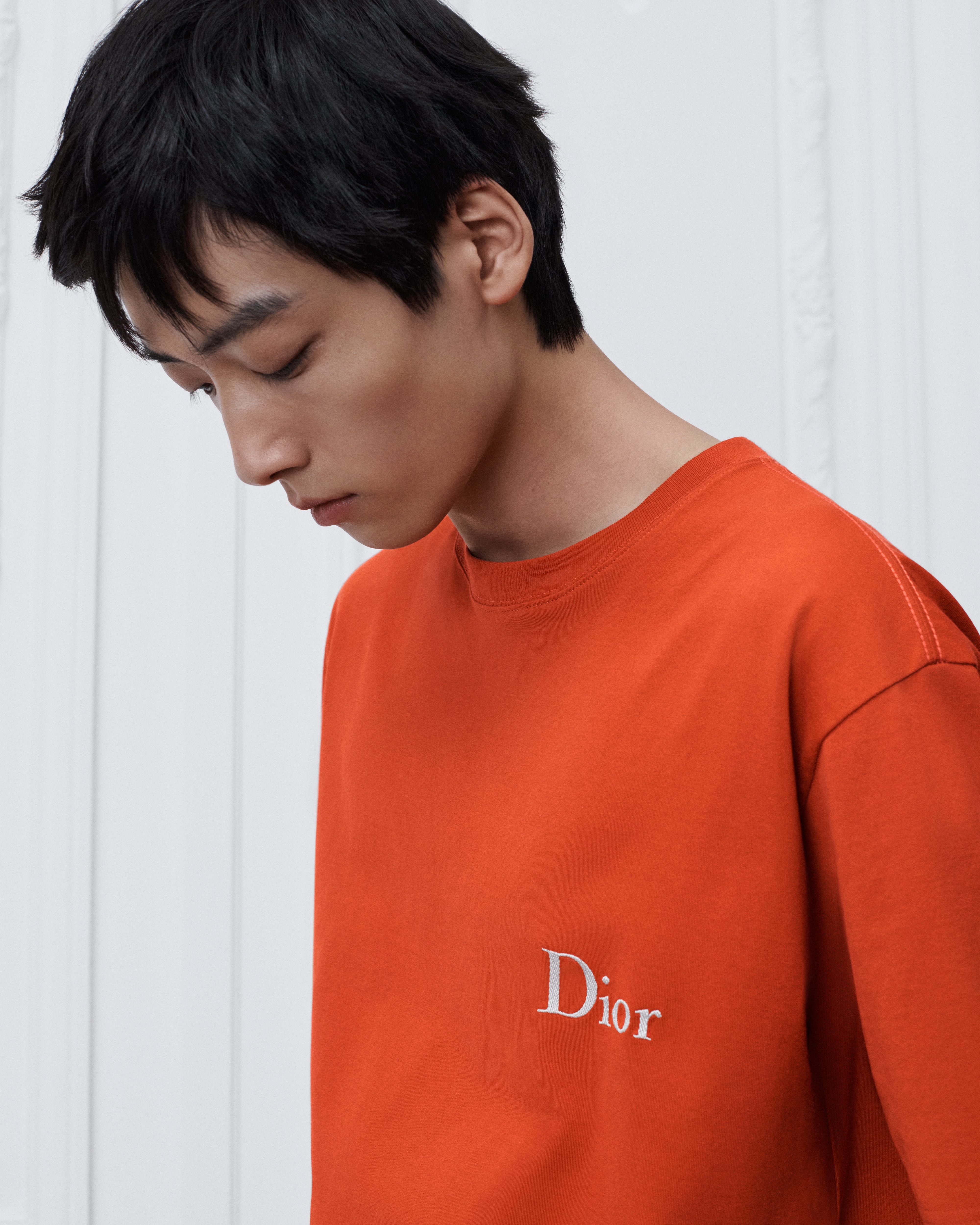 T-Shirt with Dior Embroidery, Relaxed Fit Red Cotton Jersey E07
