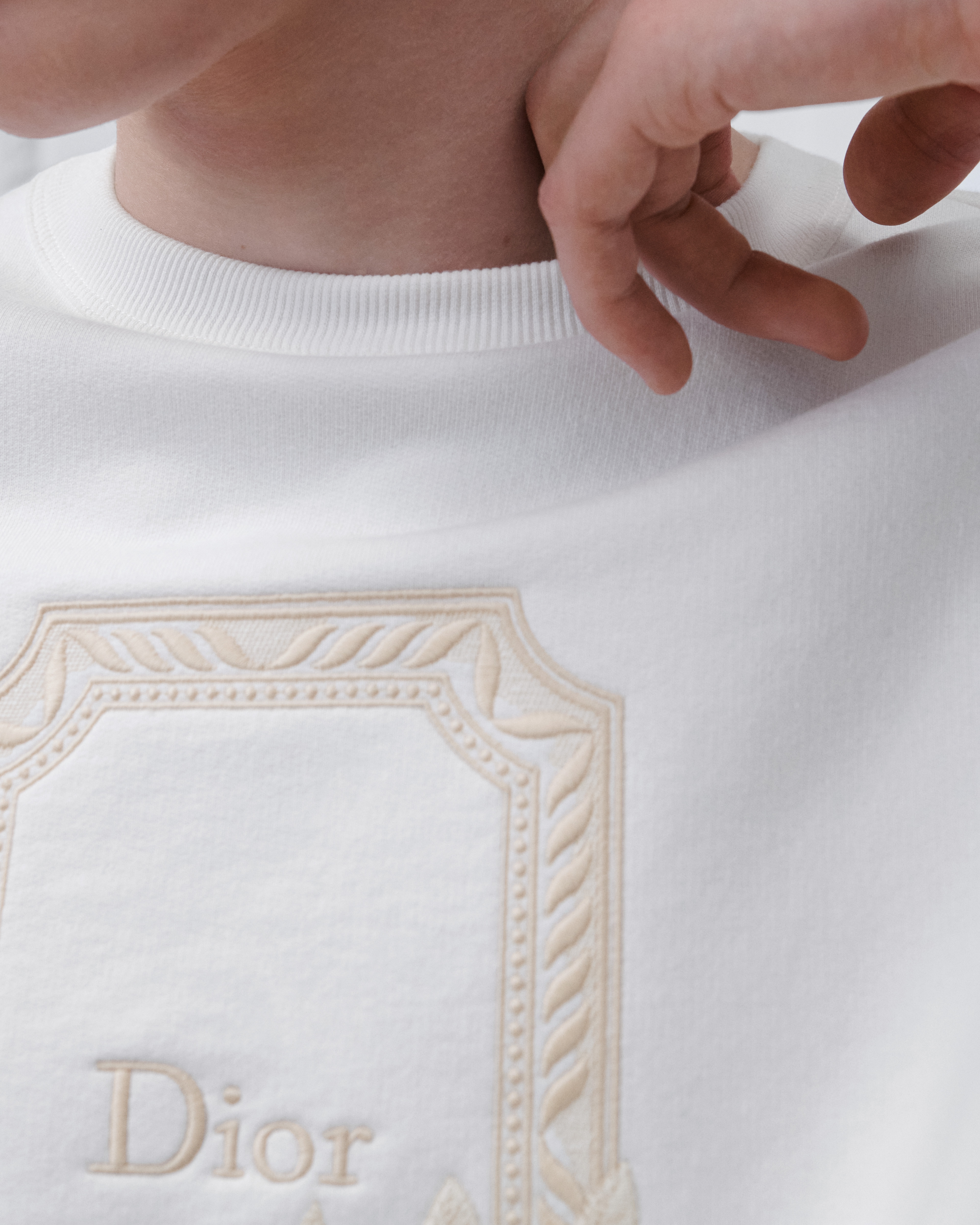 Dior Médaillon Colibri Sweatshirt, Relaxed Fit White Cotton Fleece E10