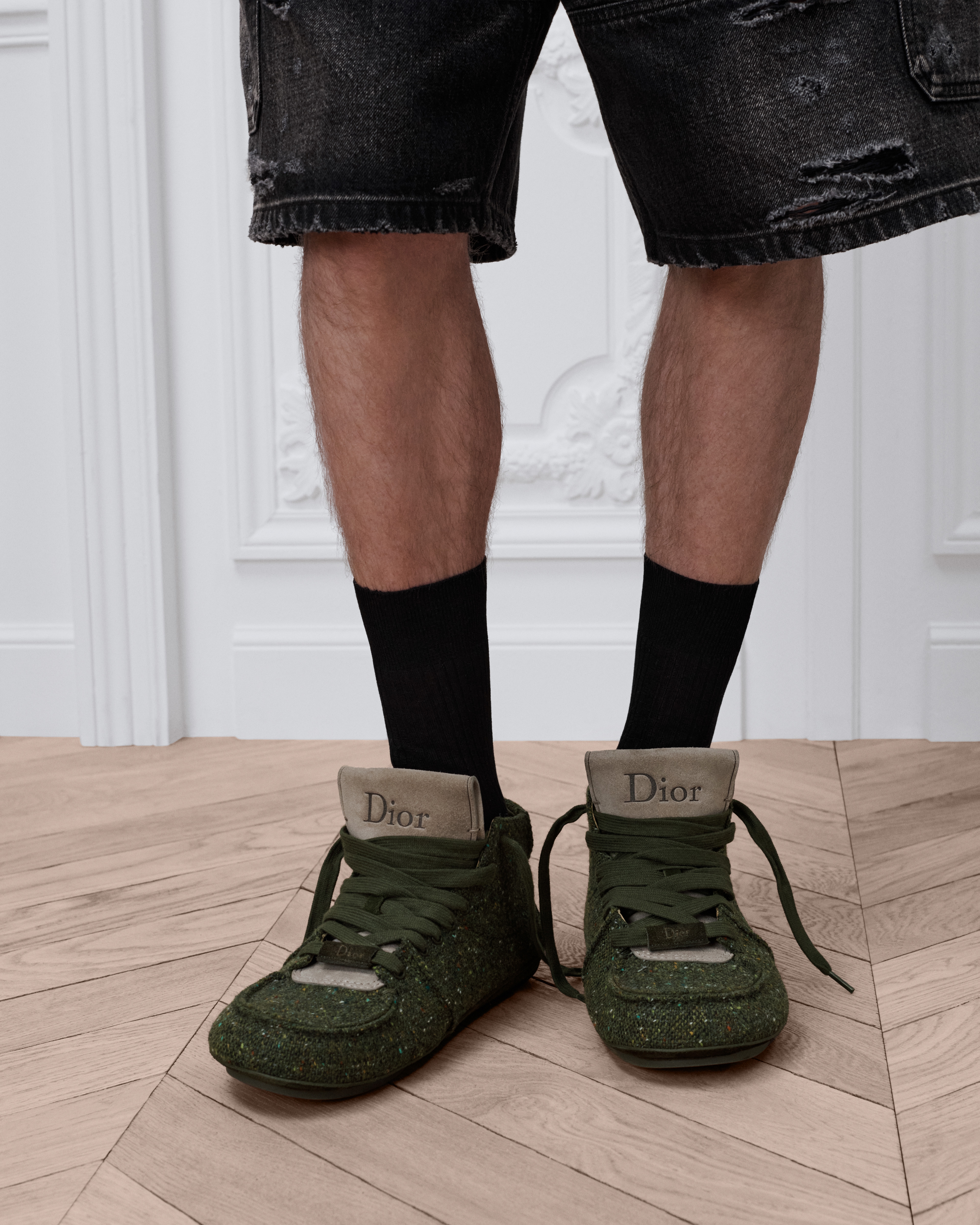 Dior Roadie Lace-Up Boot Khaki Donegal Tweed E23