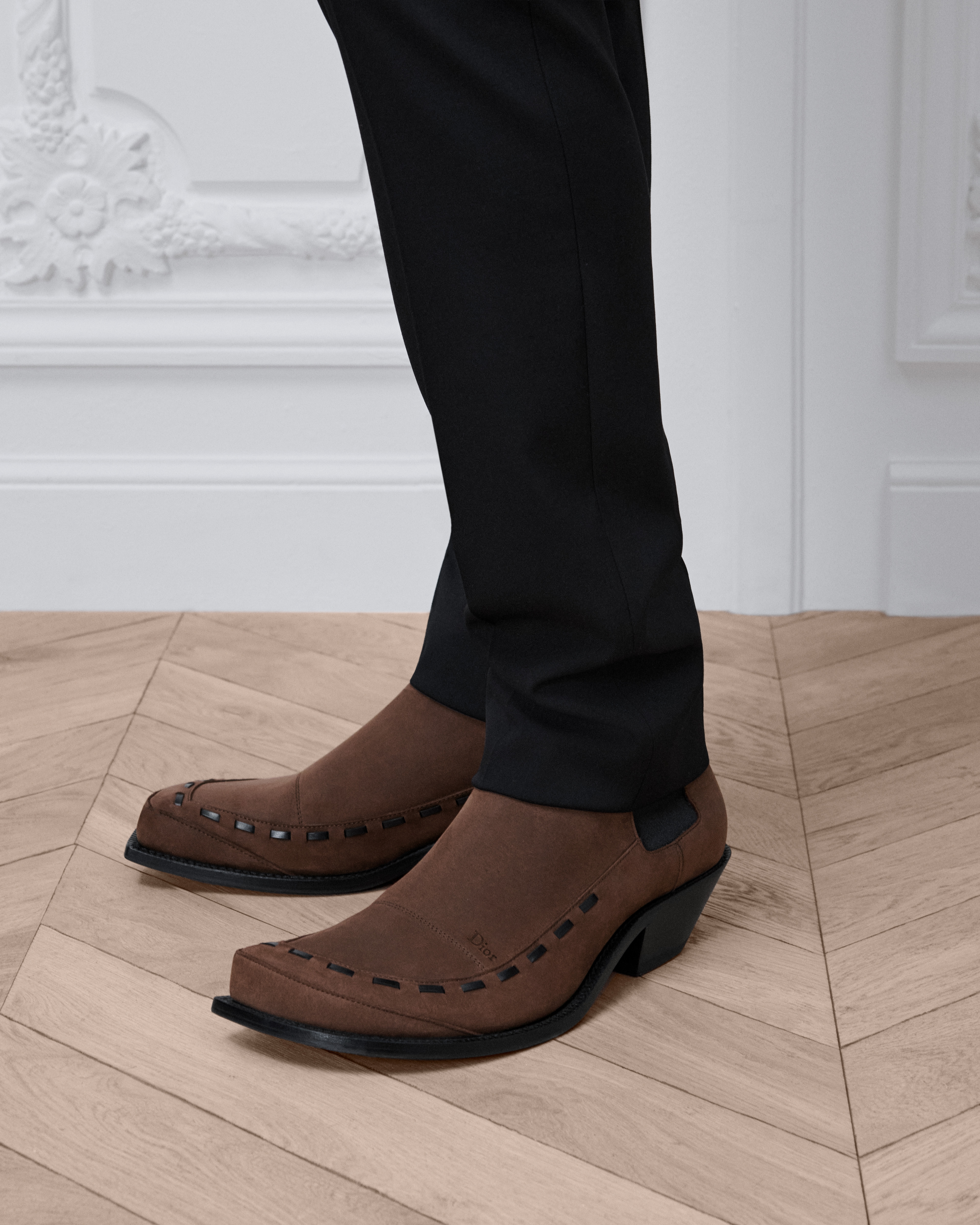 D de Dior Chelsea Boot Brown Coated Calfskin E23