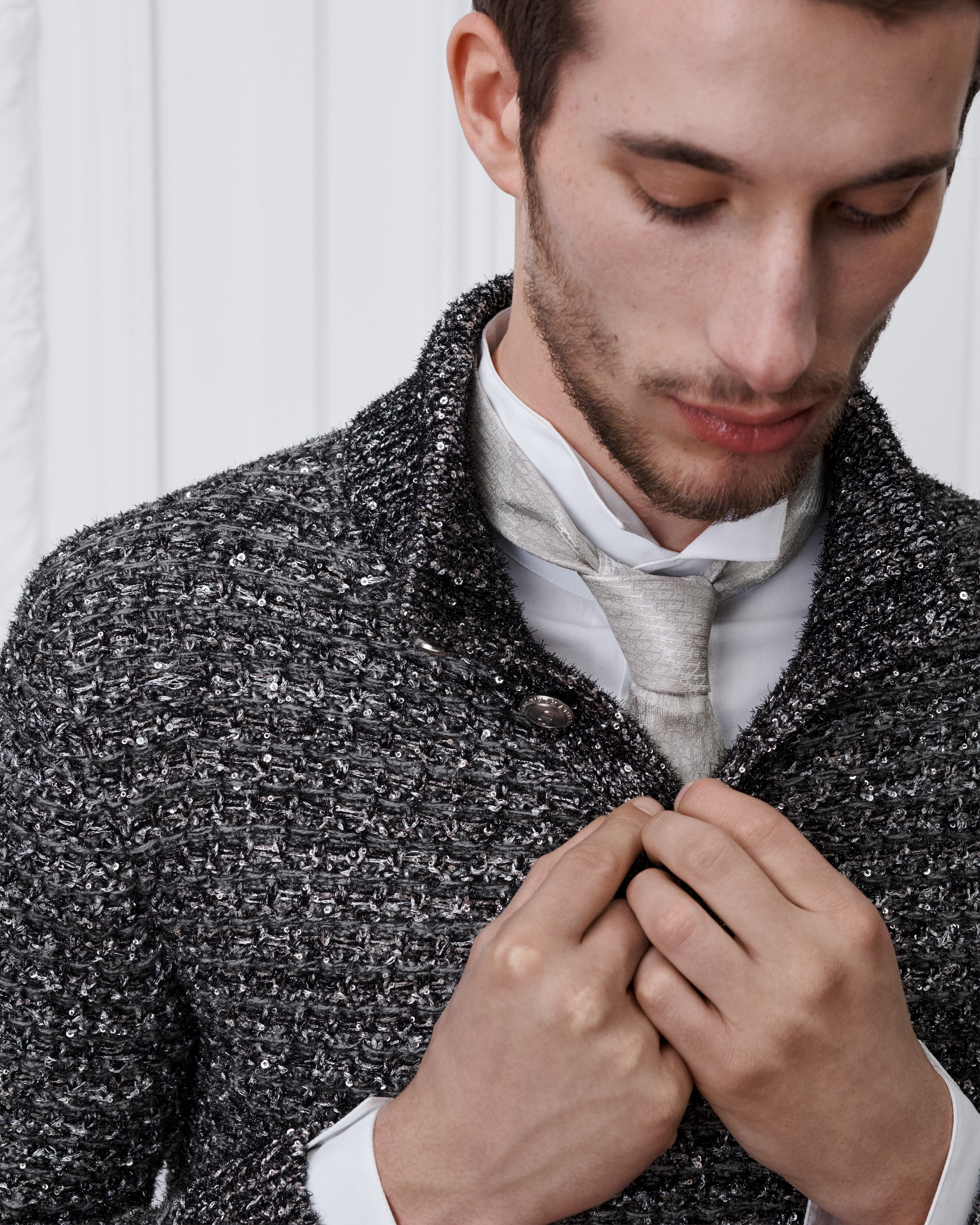 Dior Oblique Trio Tie Gray Silk E35