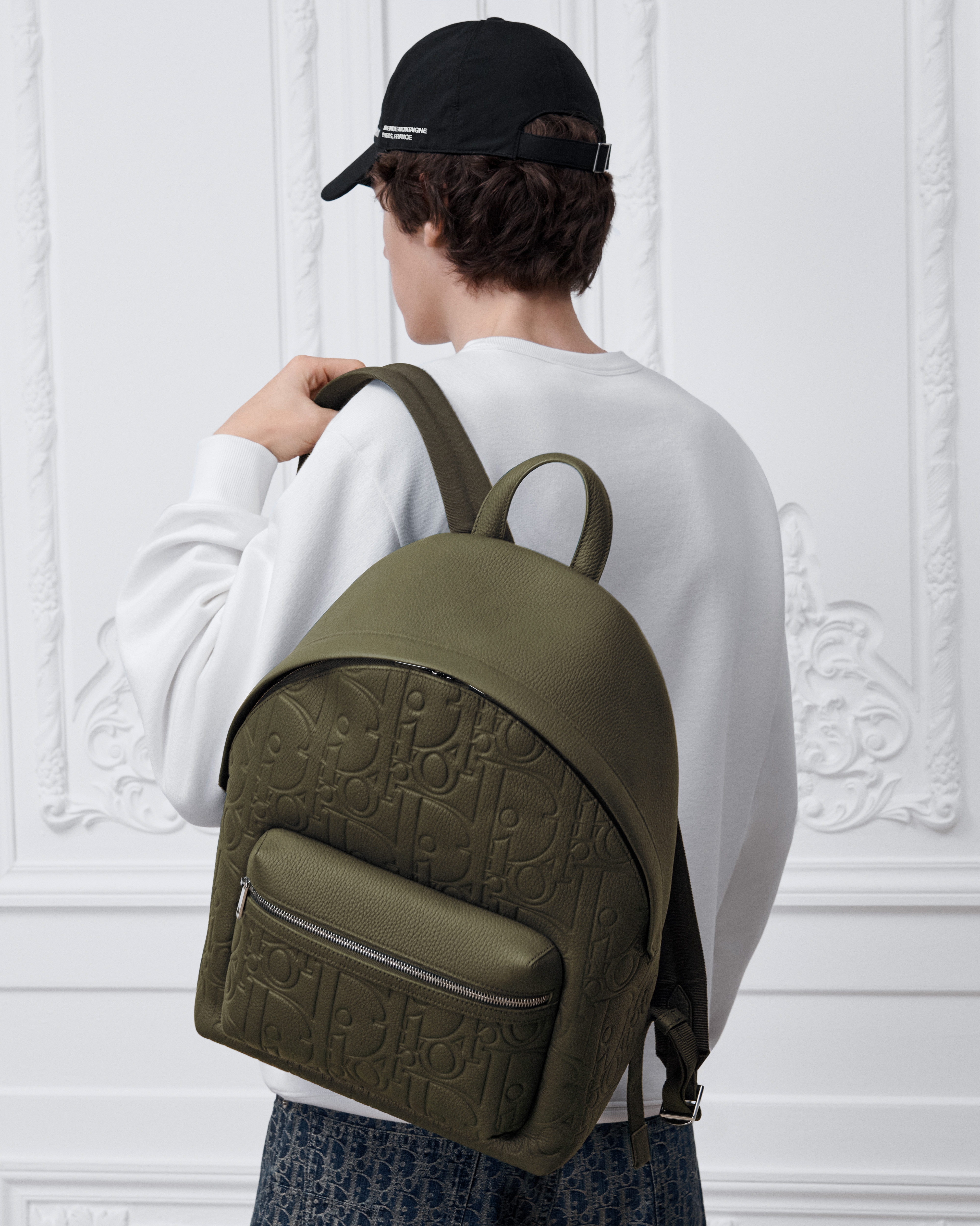 Dior Rider Zipped Backpack Khaki Dior Gravity Grained Leather E19
