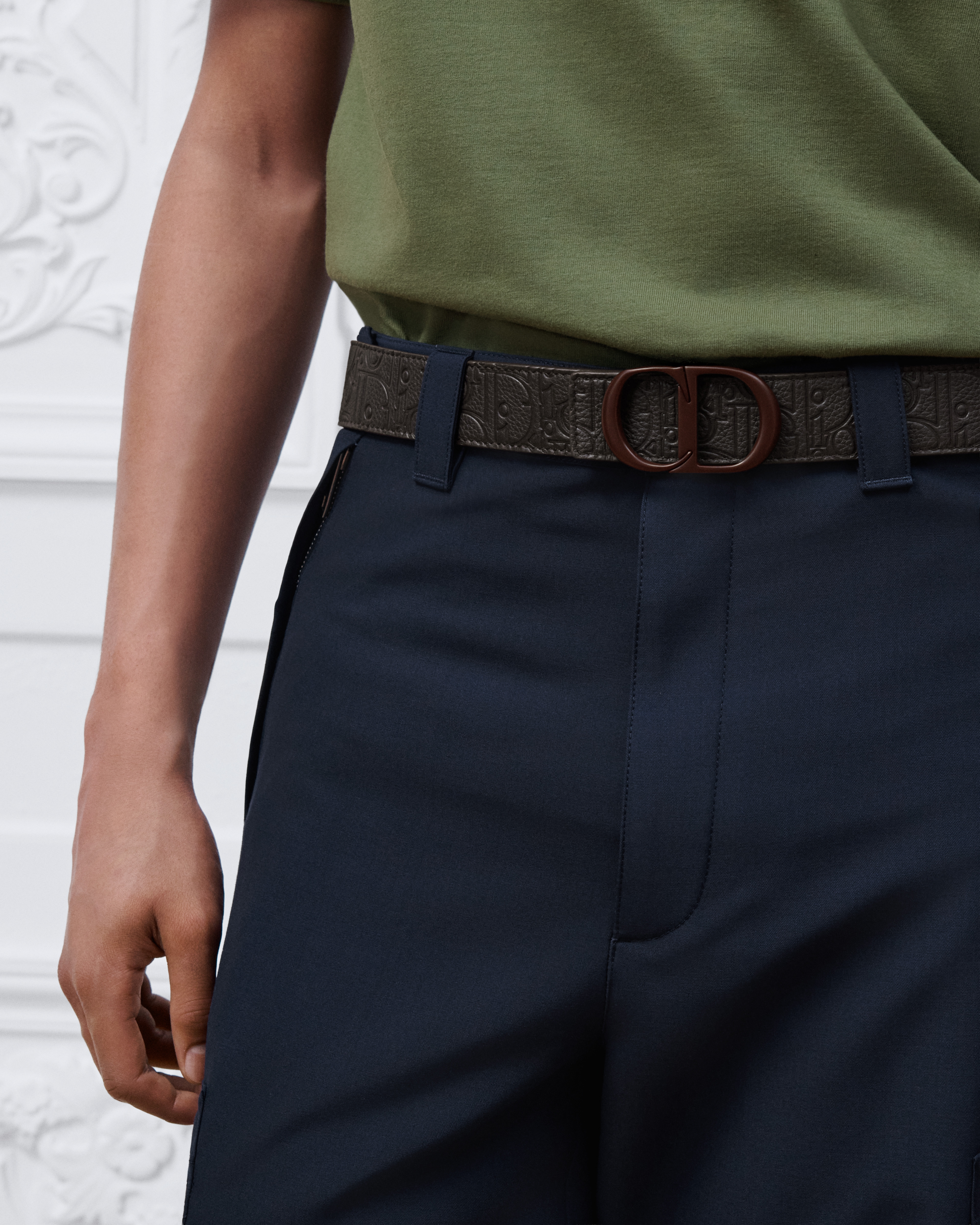 Dior ダークグリーン レザーベルト DIOR | リバーシブル ベルトストラップ 35mm ディオール グラビティ