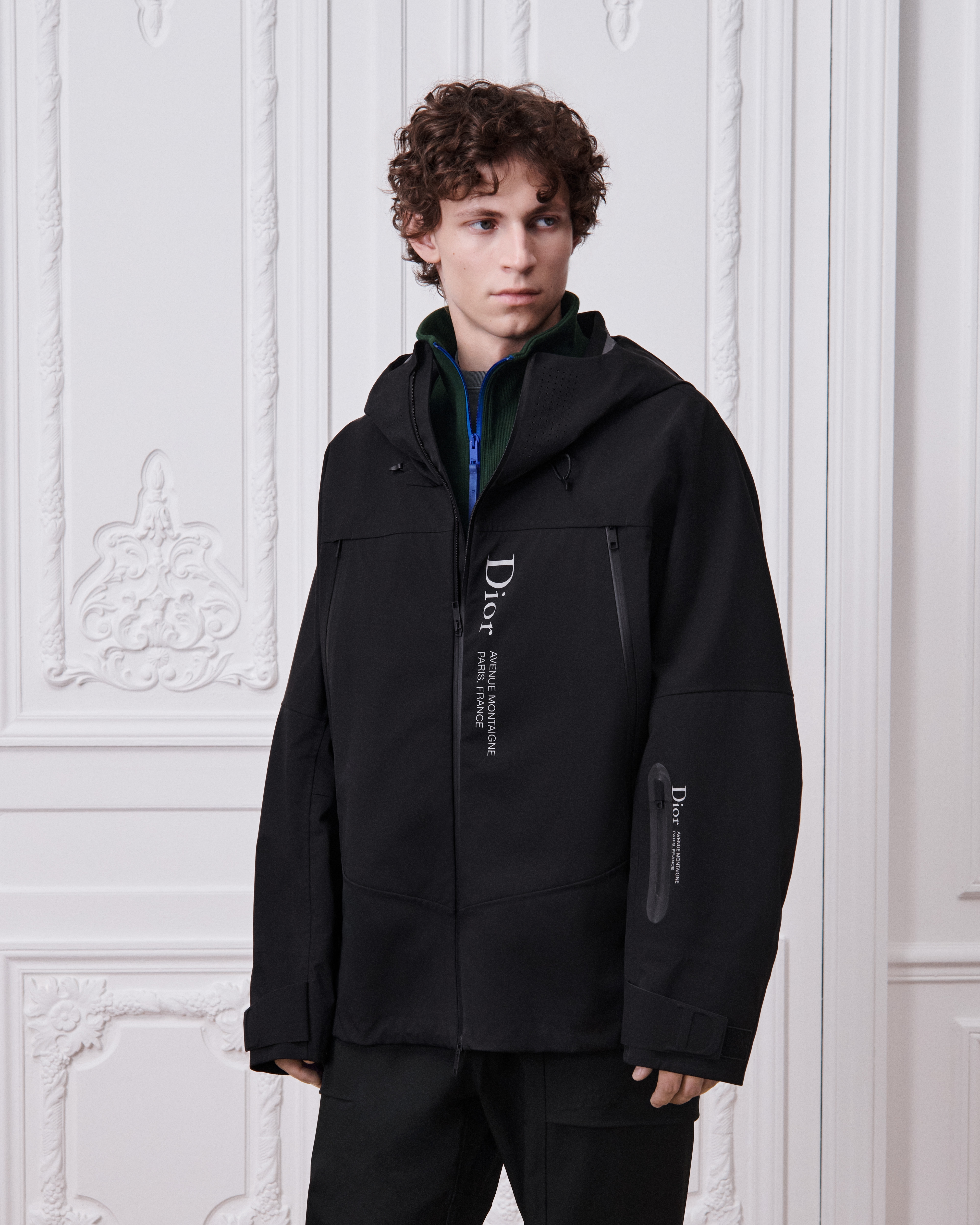 DiorAlps Dior Montaigne Printed Shell Jacket Black Technical Fabric ...