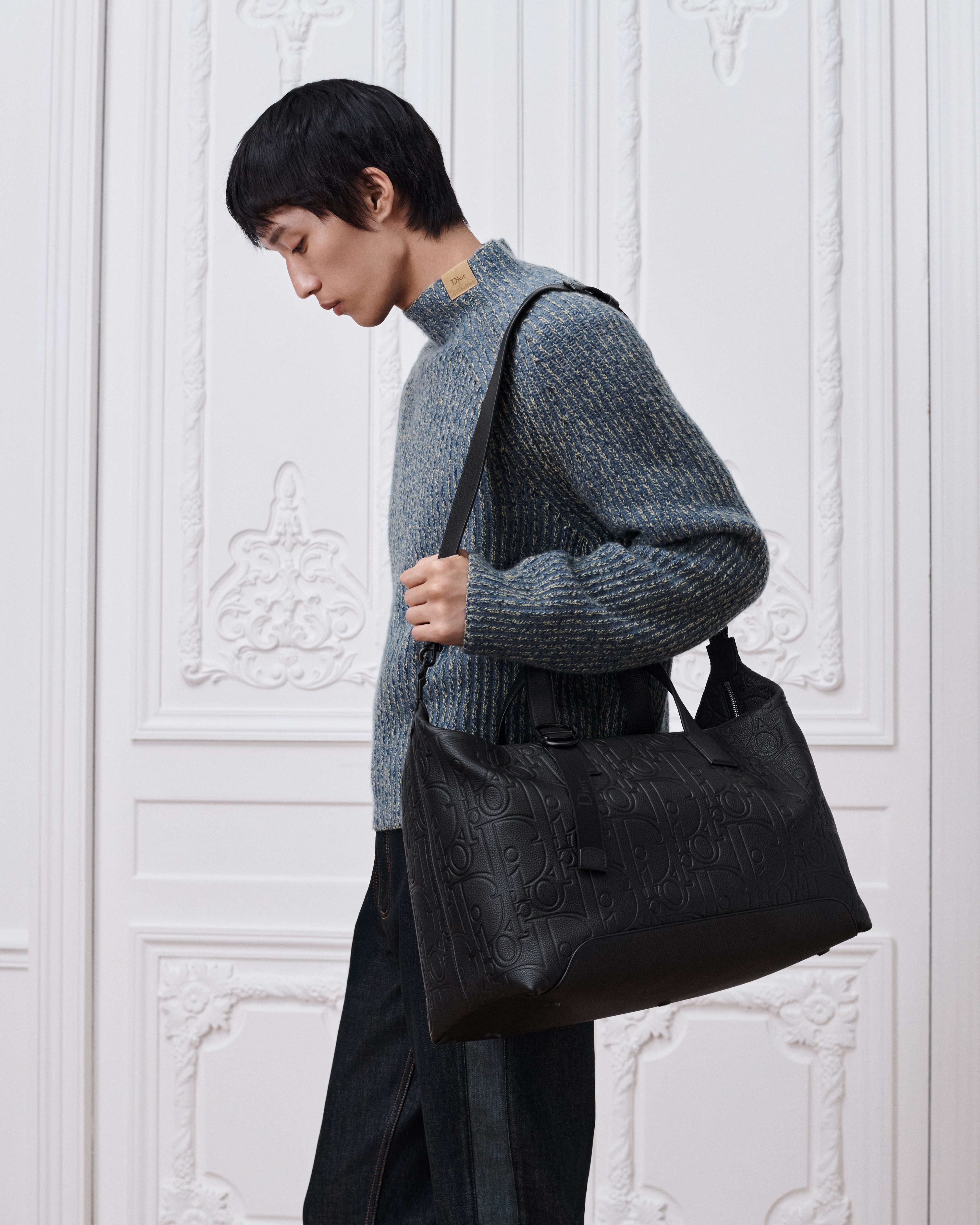 Dior Jett Weekender Bag Black Dior Gravity Grained Leather E19