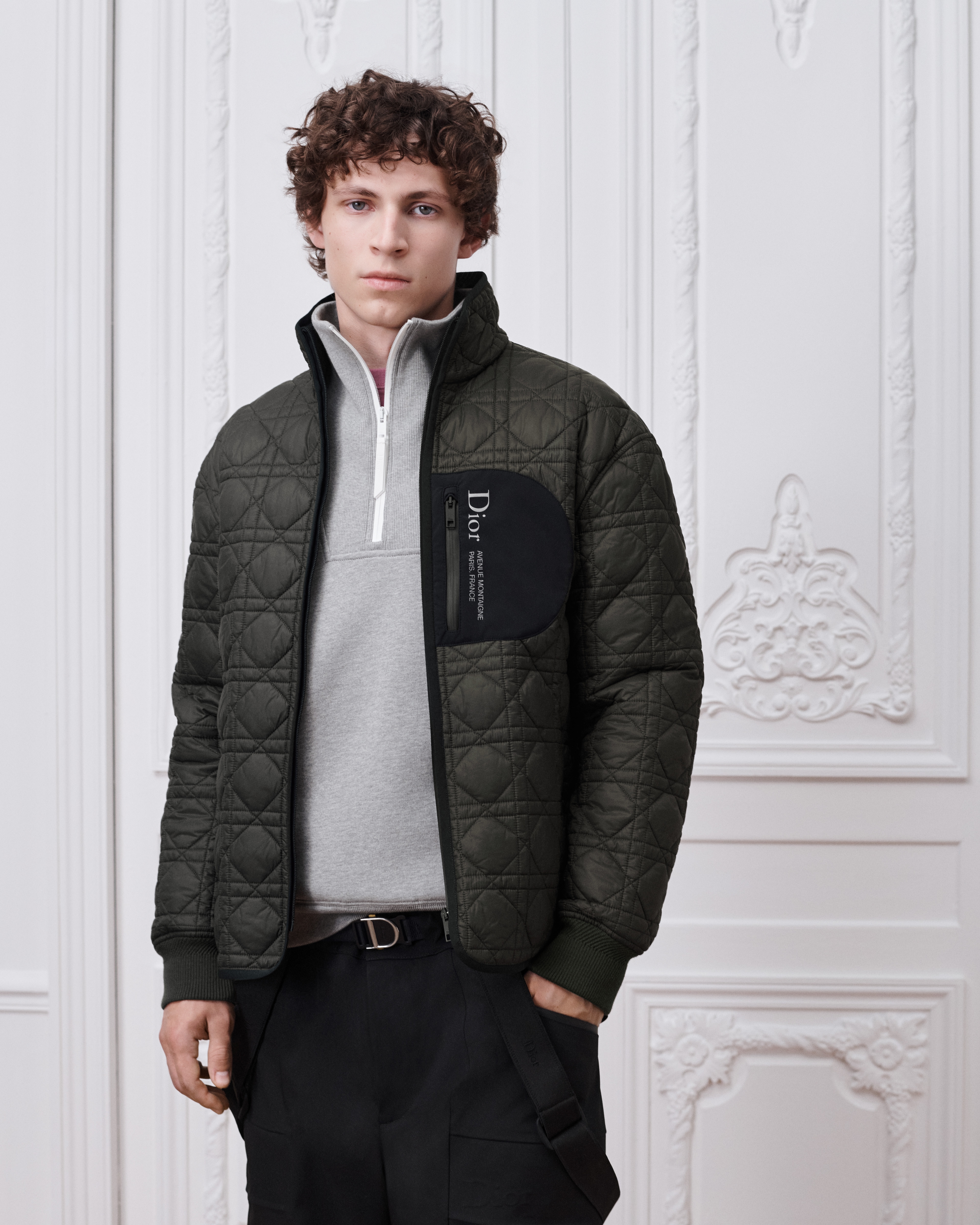 DiorAlps Cannage Down Jacket Khaki Technical Fabric | DIOR HK