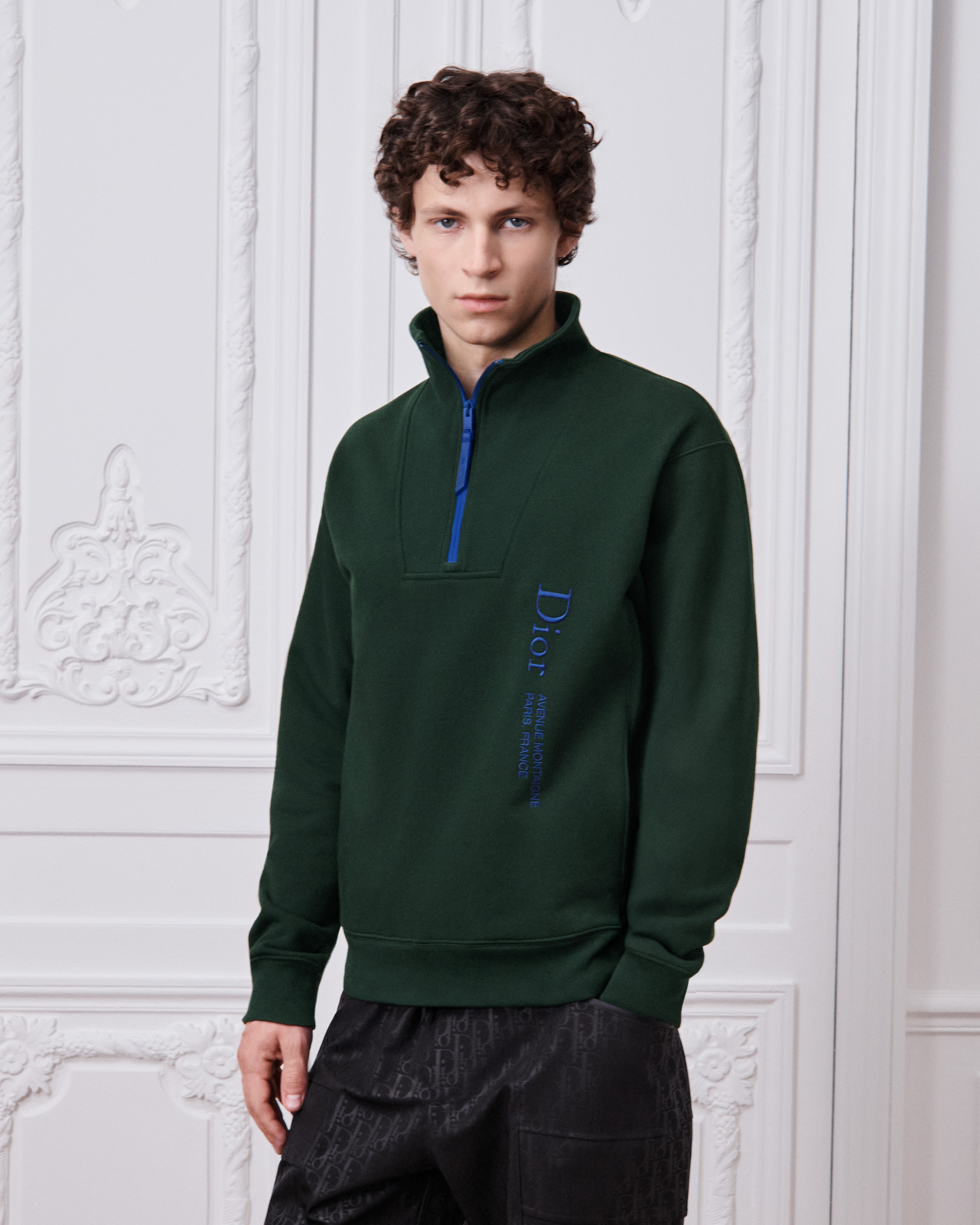 DiorAlps Dior Montaigne Sweater, Relaxed Fit Green Cotton Fleece E07