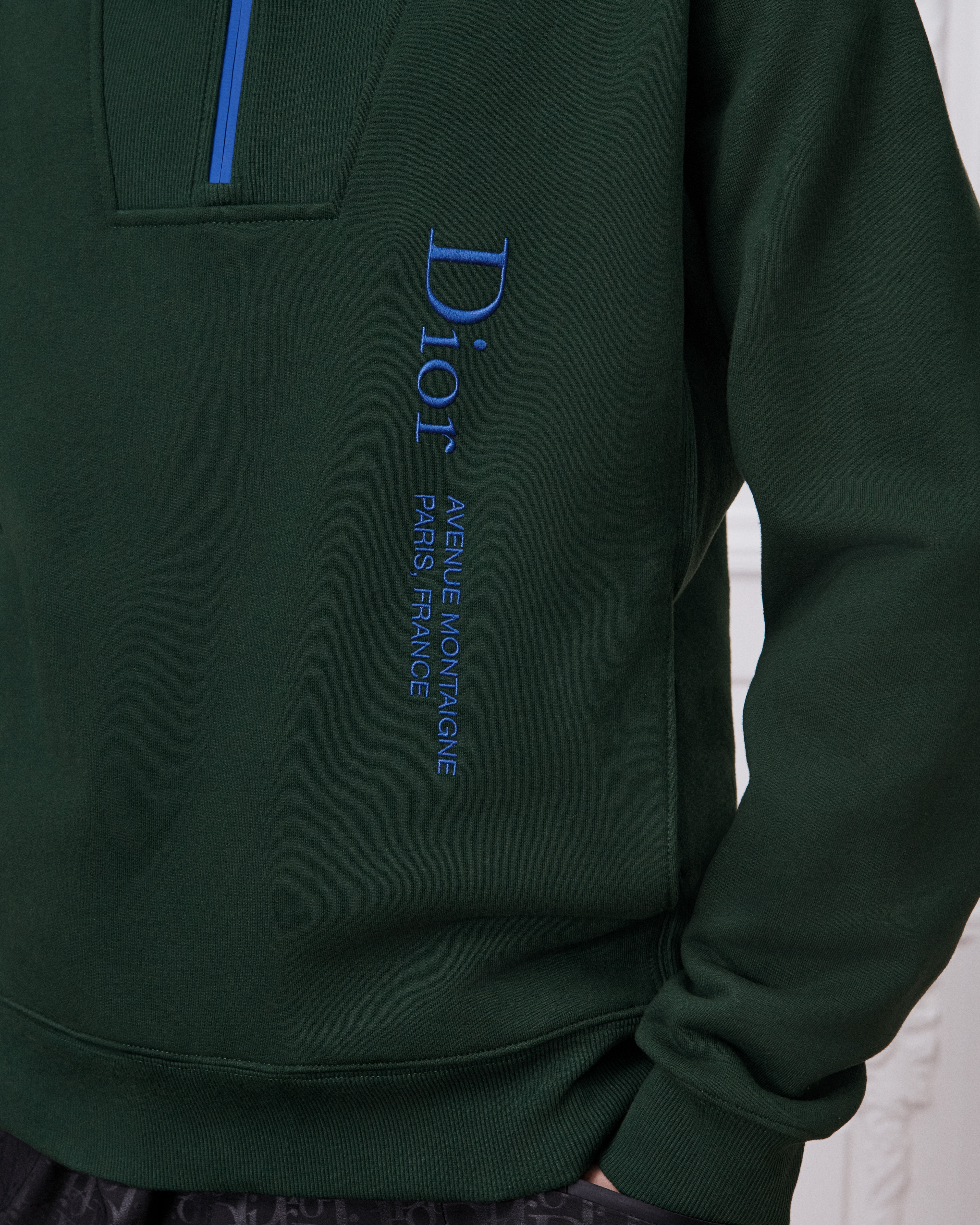DiorAlps Dior Montaigne Sweater, Relaxed Fit Green Cotton Fleece E11