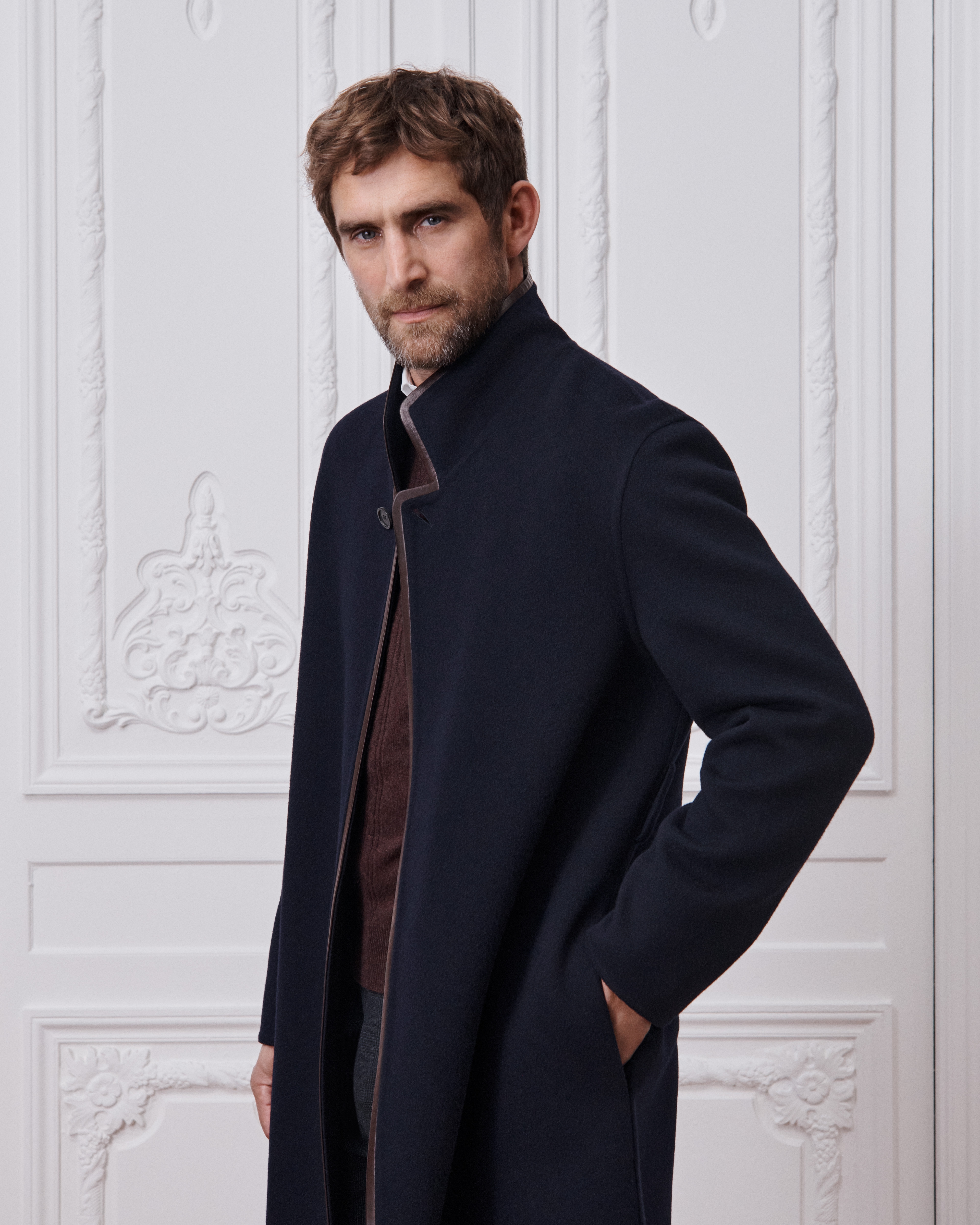 Dior Icons Kimono-Inspired Coat Navy Blue Cashmere E01