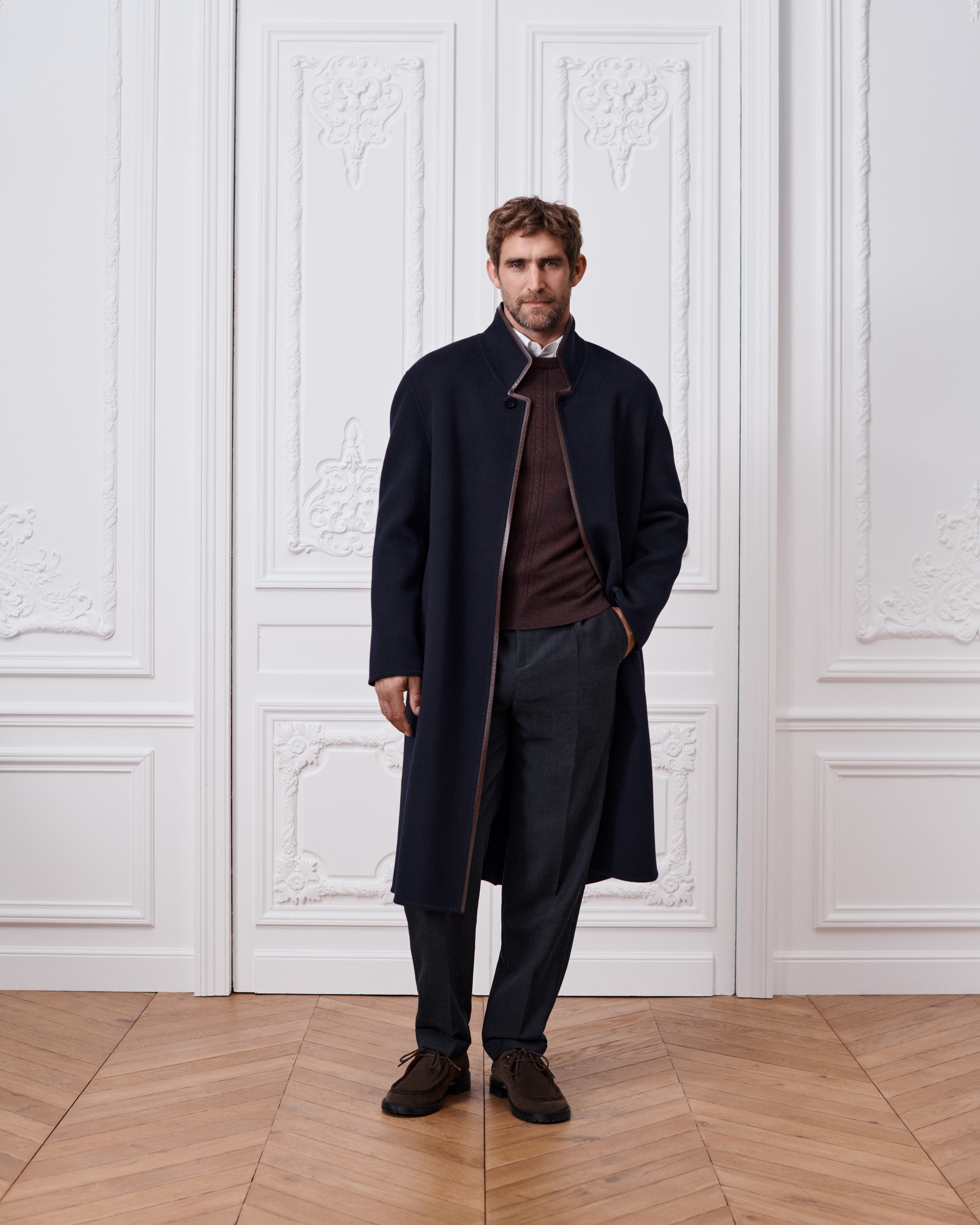Dior Icons Kimono-Inspired Coat Navy Blue Cashmere E02