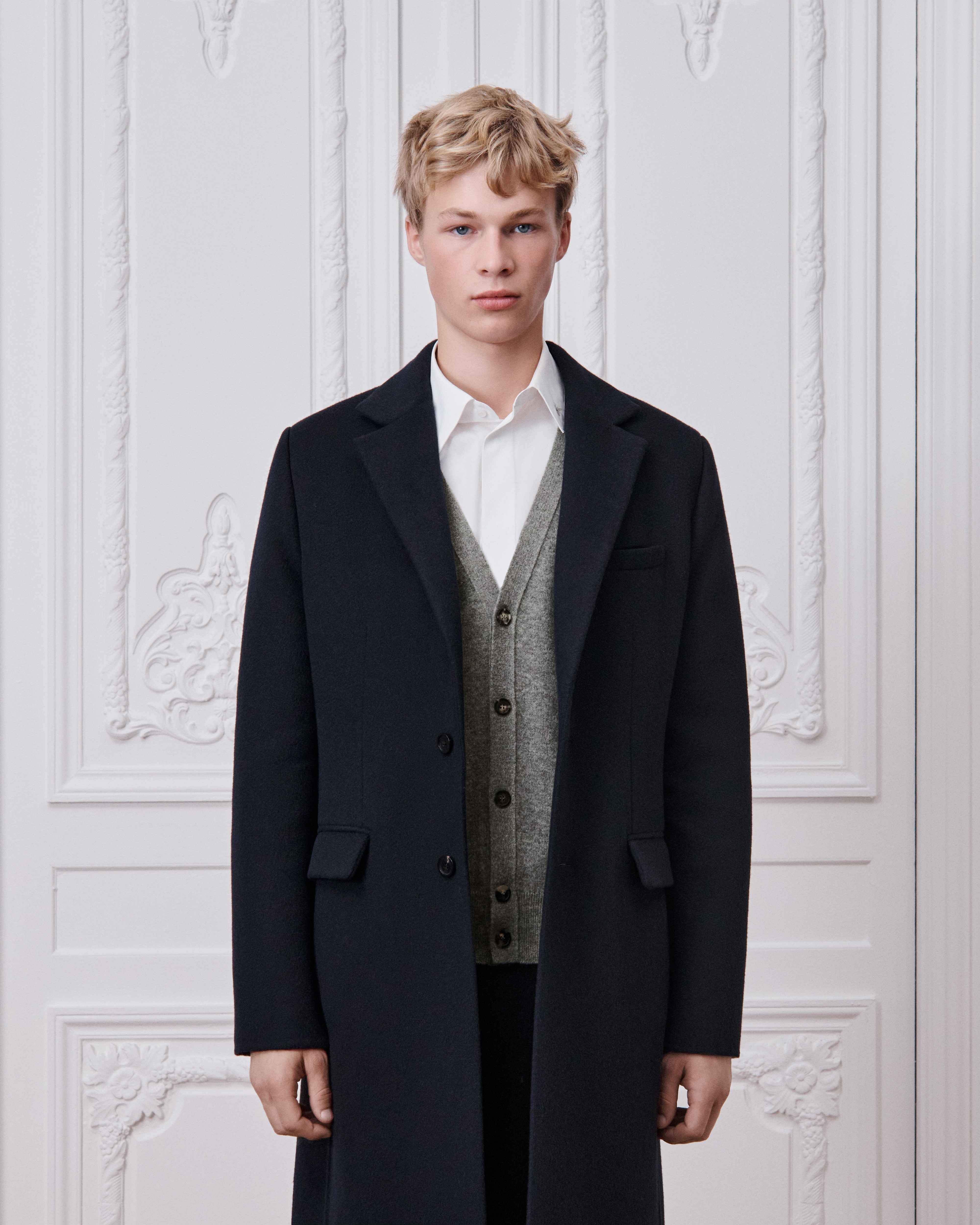 Dior Icons Coat Double-Faced Blue Virgin Wool and Cashmere E01