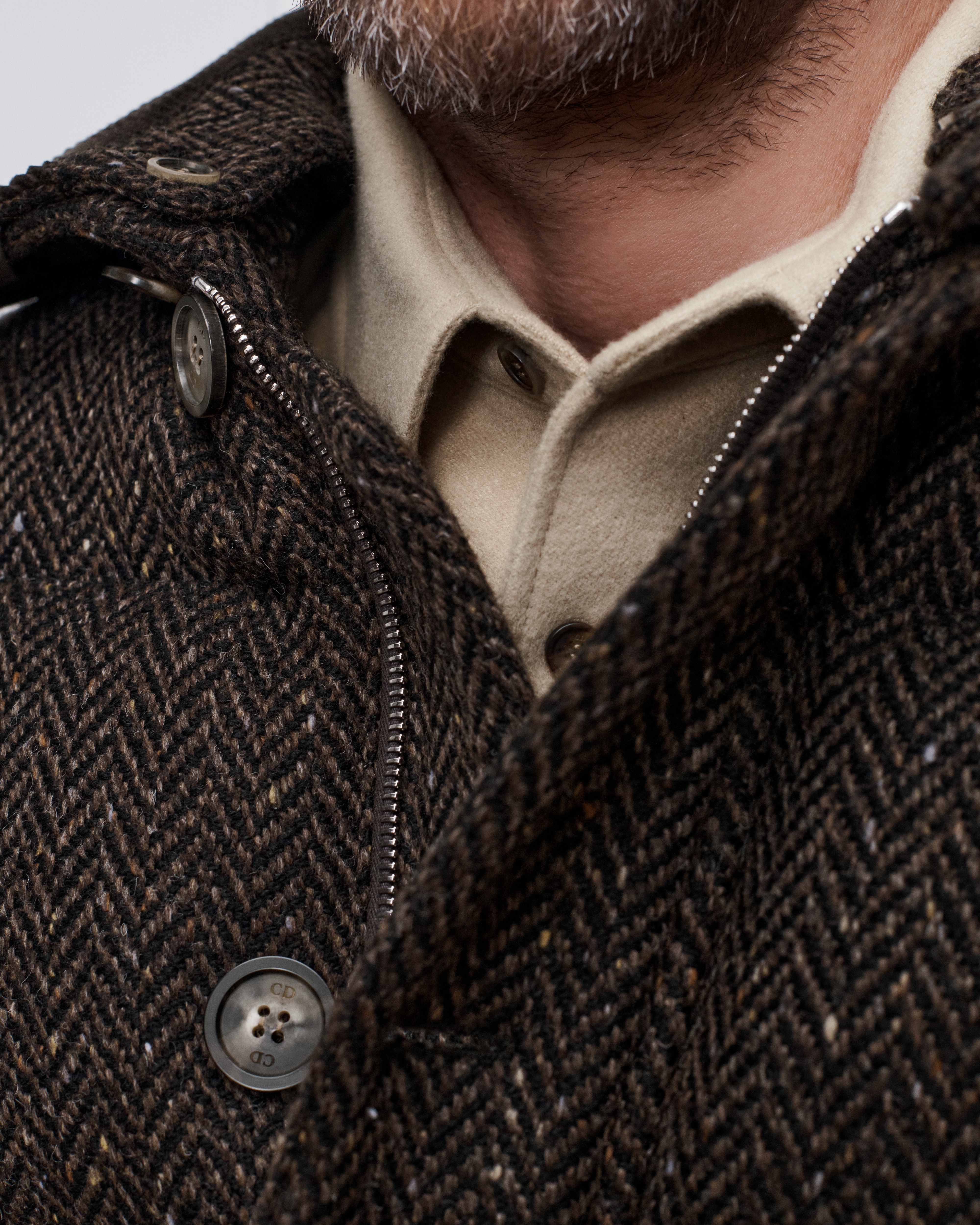 Dior Icons Down Jacket Brown Herringbone Virgin Wool Tweed | DIOR AE