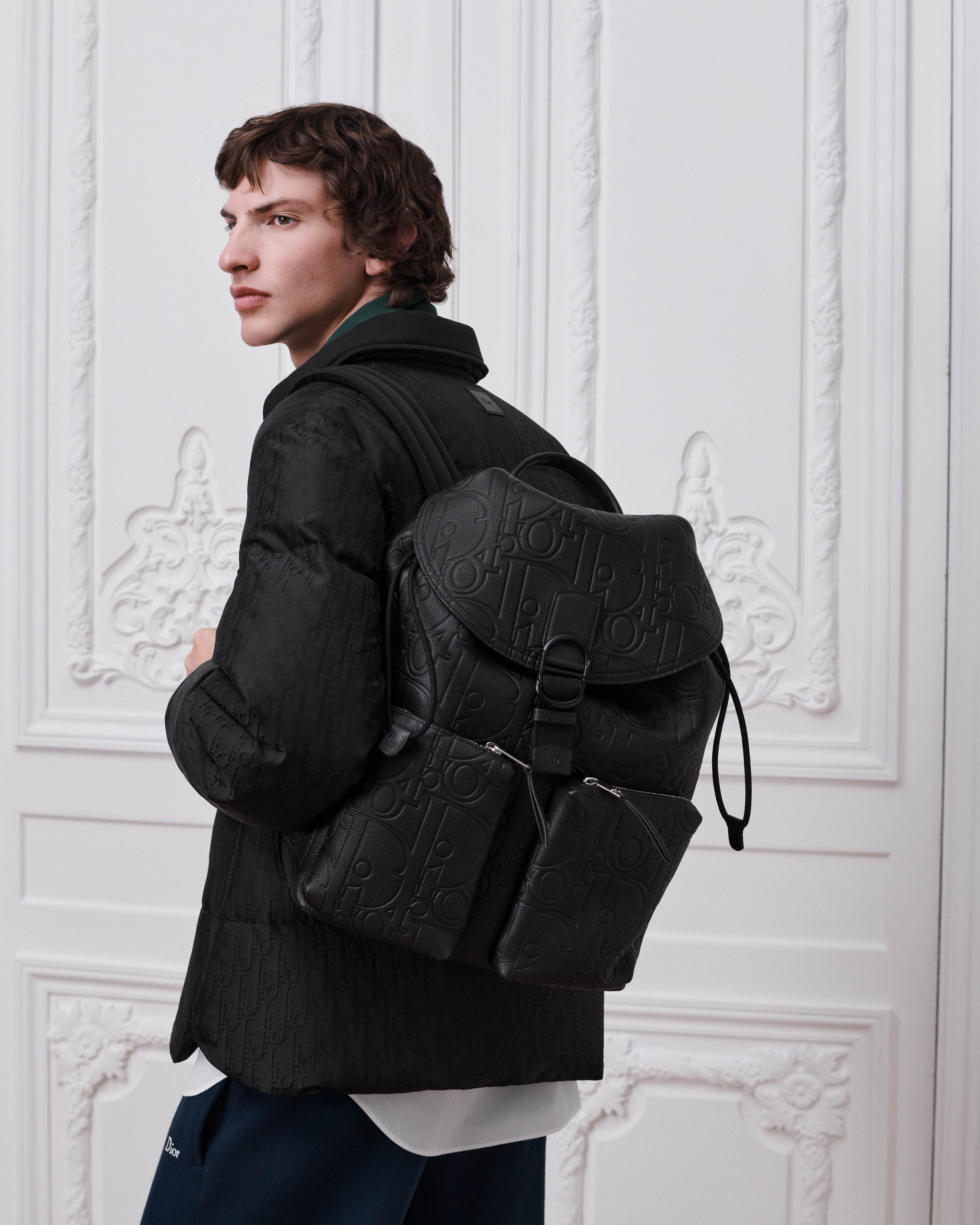 Dior Jett Backpack with Flap Black Dior Gravity Grained Leather E19