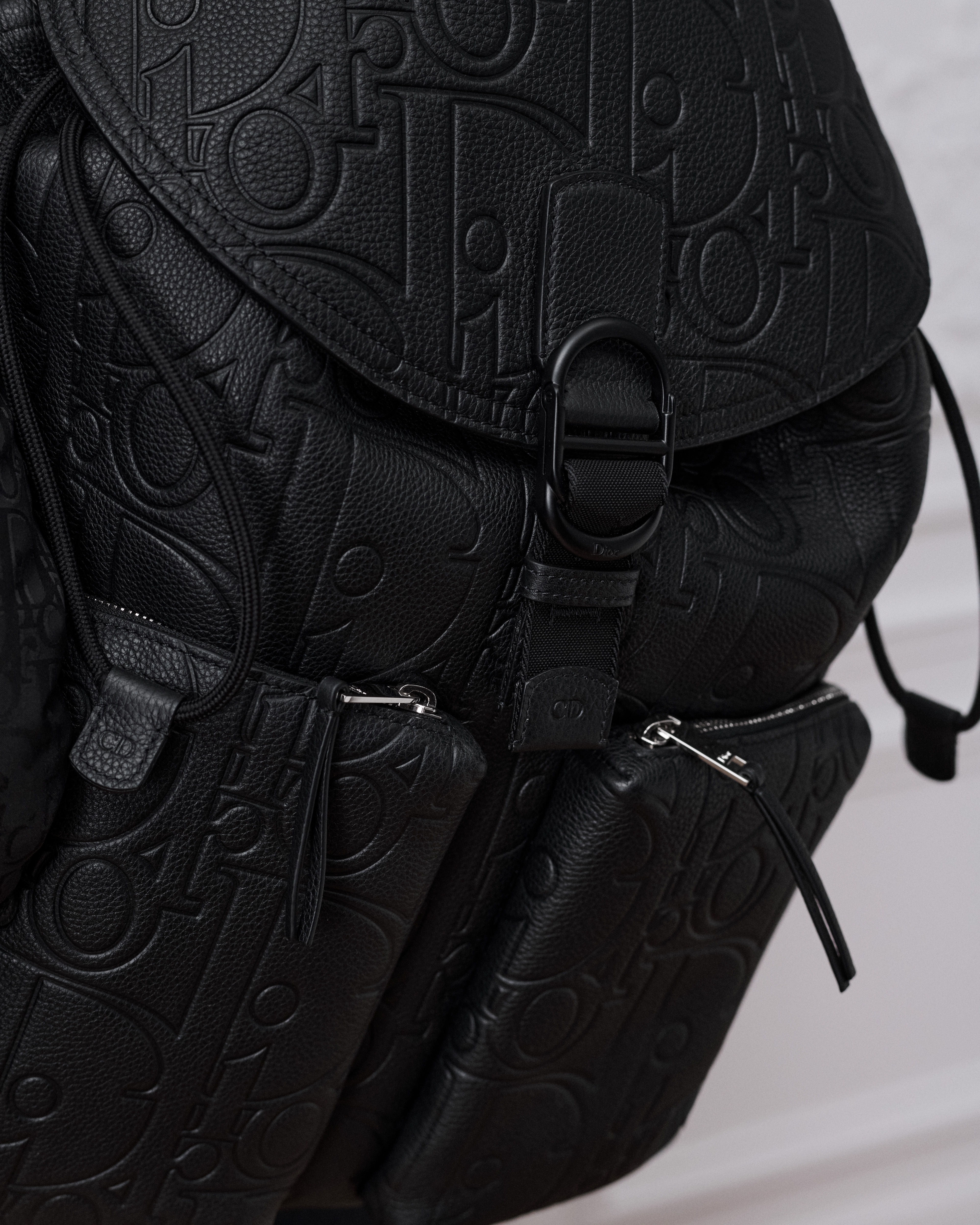 Dior Jett Backpack with Flap Black Dior Gravity Grained Leather E20