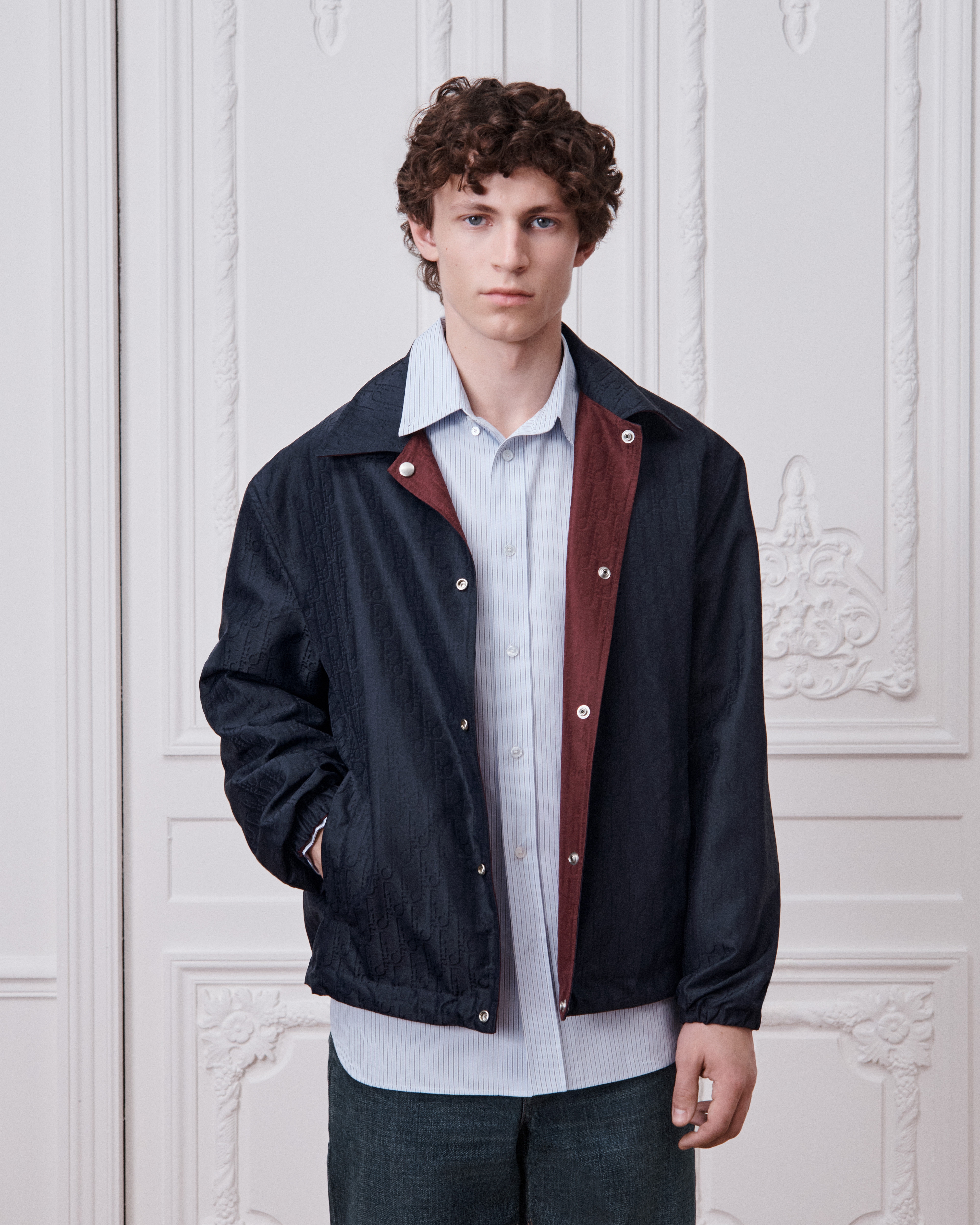 Dior Oblique Reversible Jacket Red and Navy Blue Technical Jacquard E01