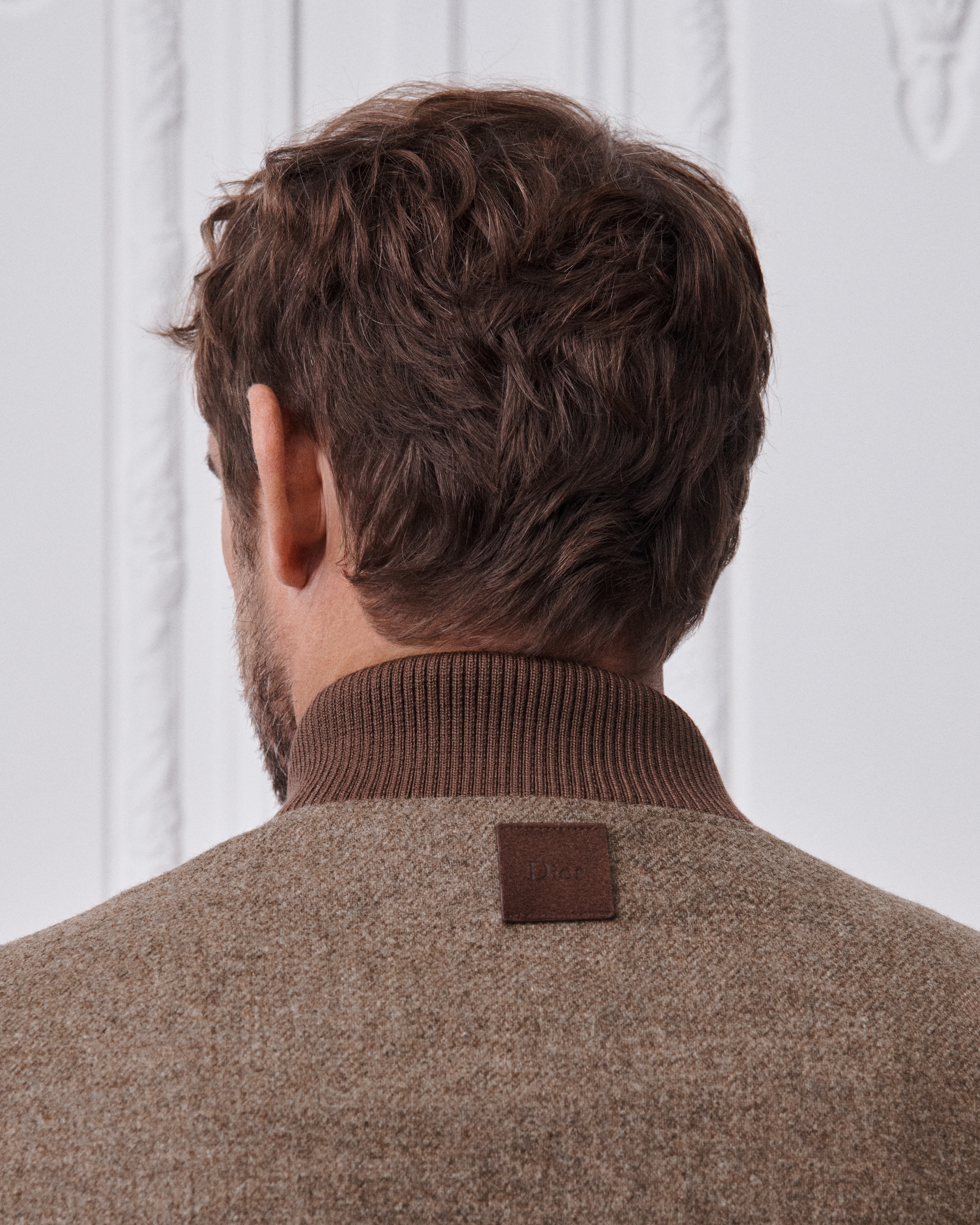 Varsity Jacket Beige Virgin Wool Twill E03