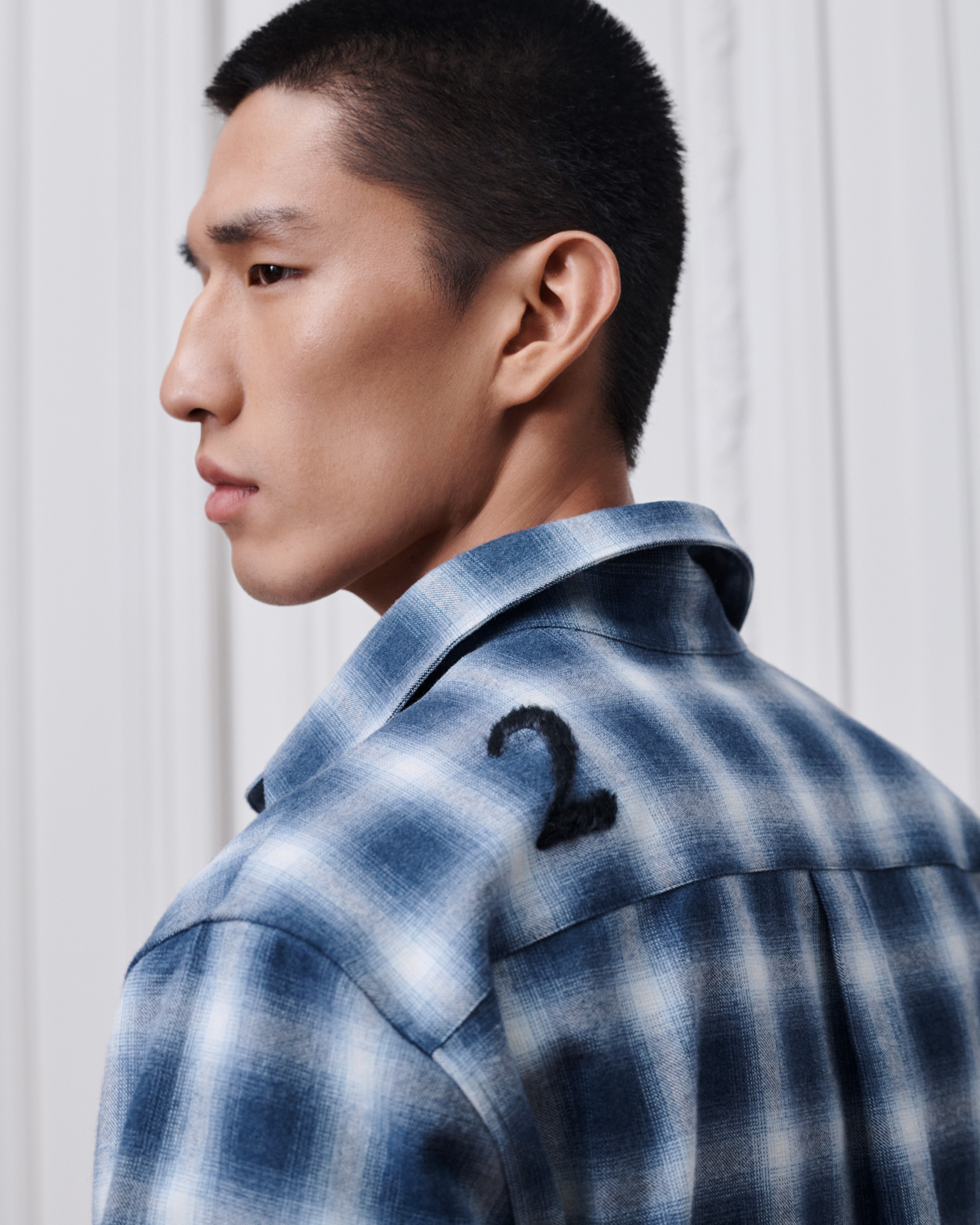 DIOR AND ED RUSCHA Embroidered Shirt, Relaxed Fit Blue Check'n'Dior Cotton E03