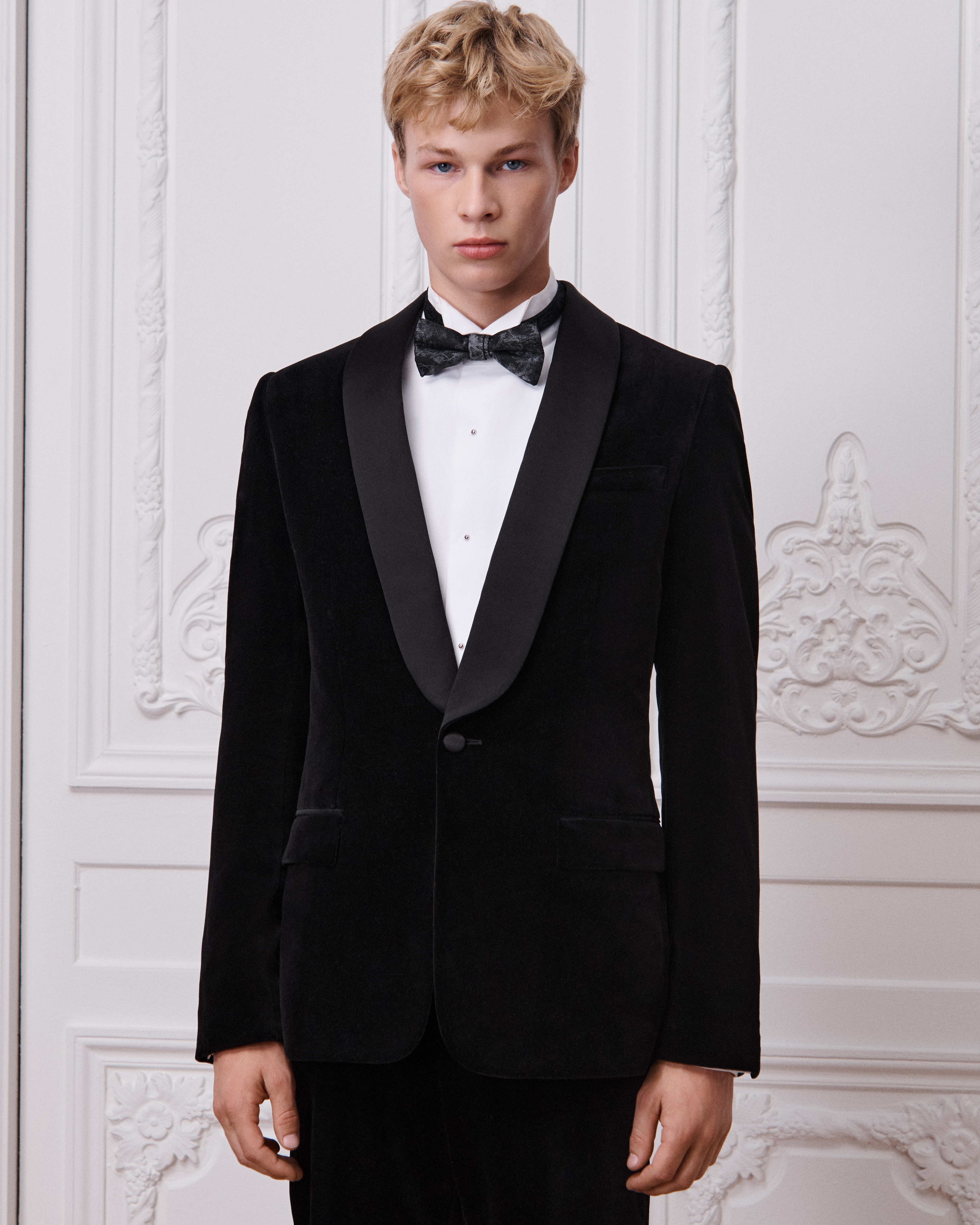 Tuxedo with Shawl Collar Black Cotton Velvet E01
