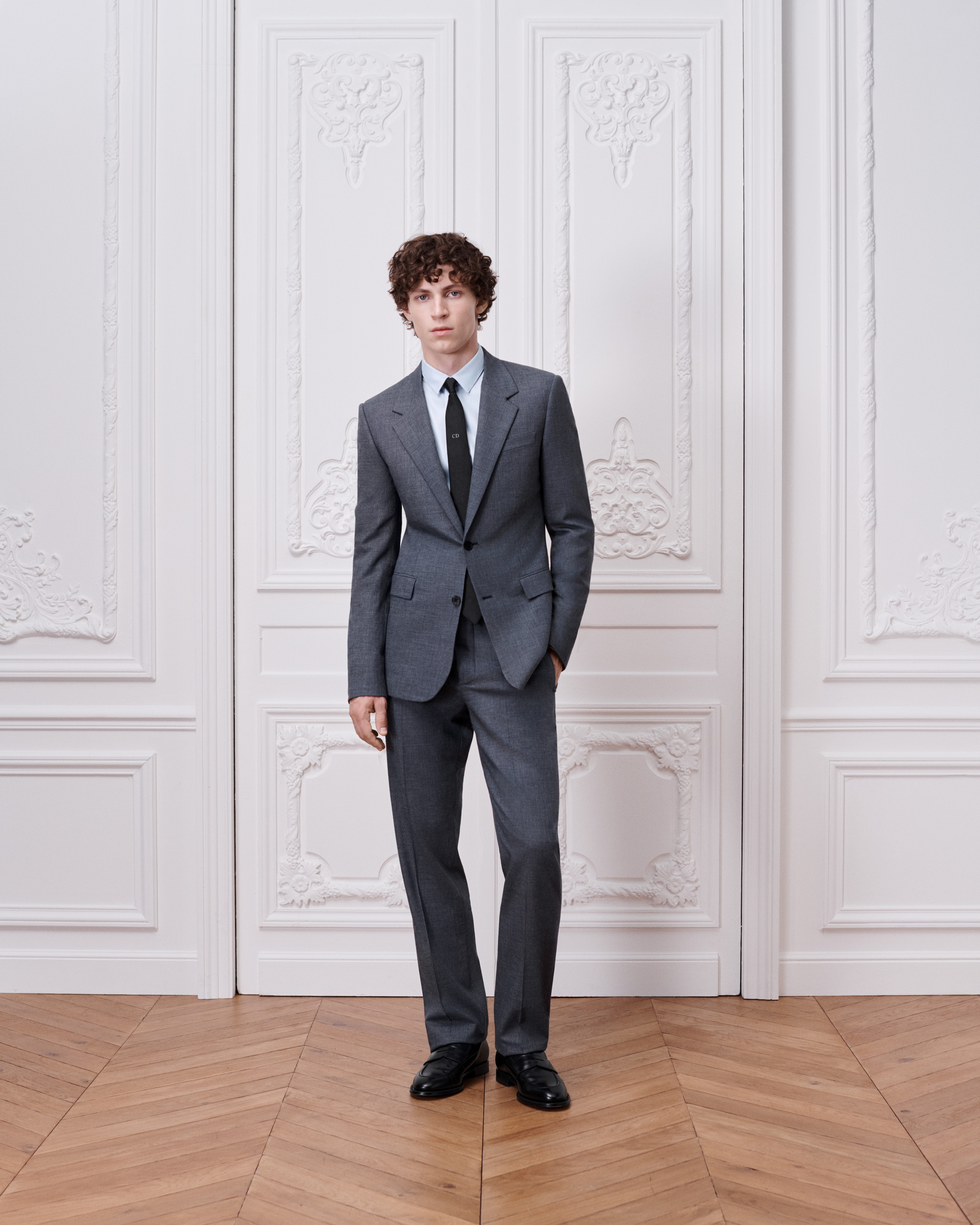 Classic Suit Blue Virgin Wool-Blend Basketweave E02