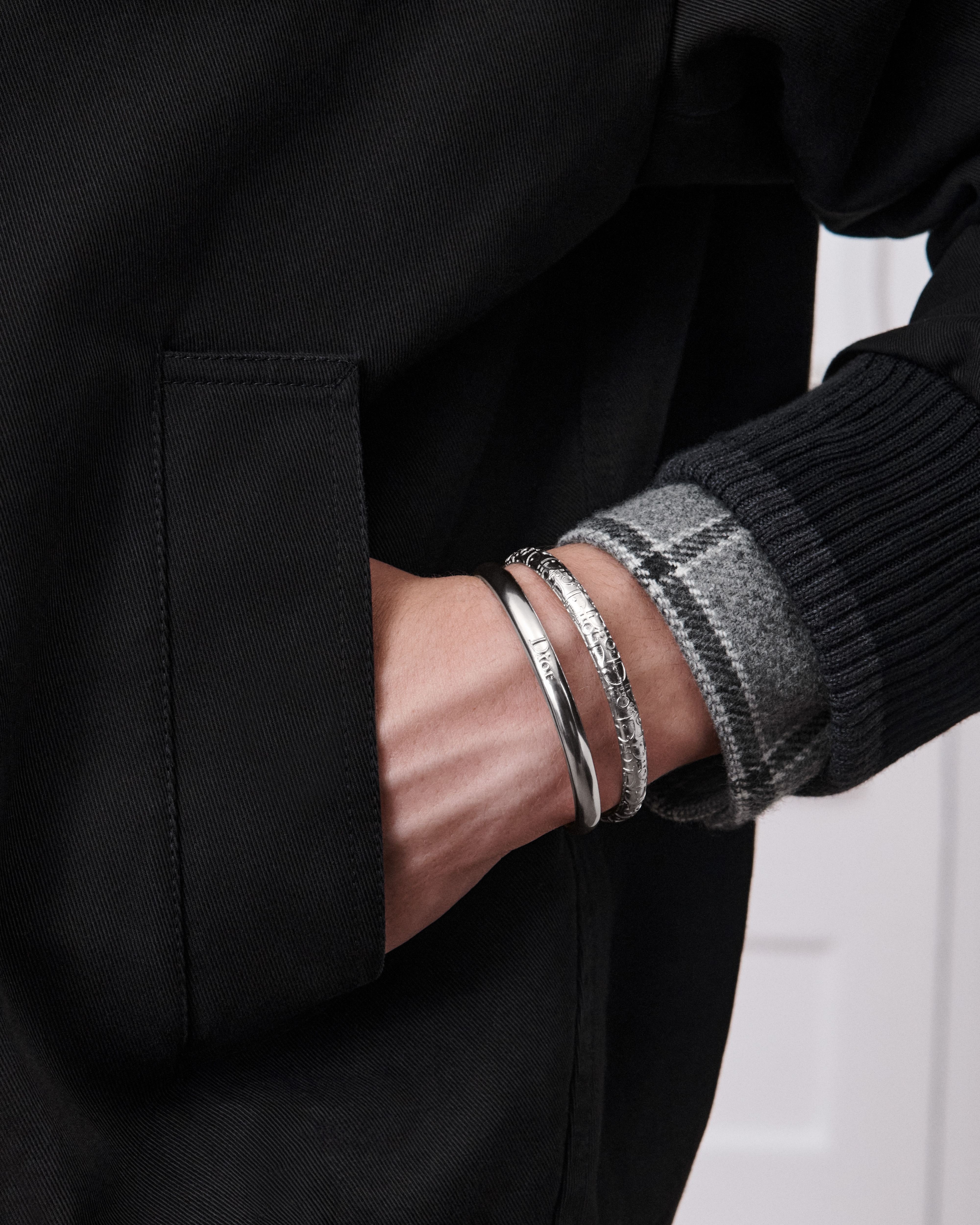 Dior Oblique Bangle Set Silver-Finish Brass E39