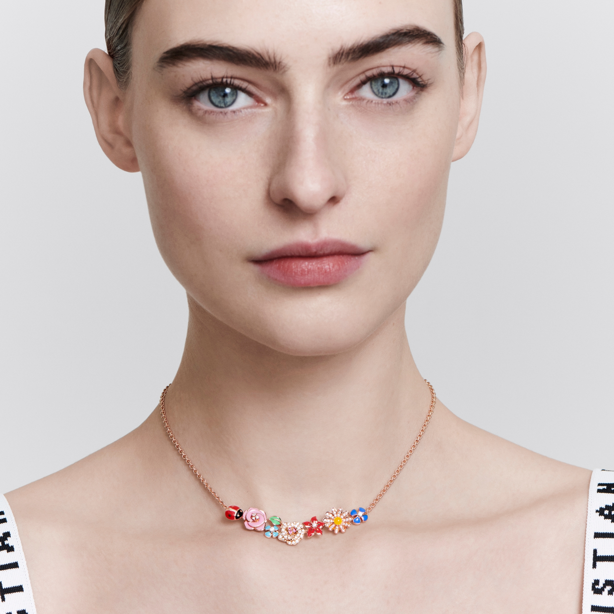 Diorette Necklace Pink Gold Diamonds Pink Sapphires and Lacquer DIOR