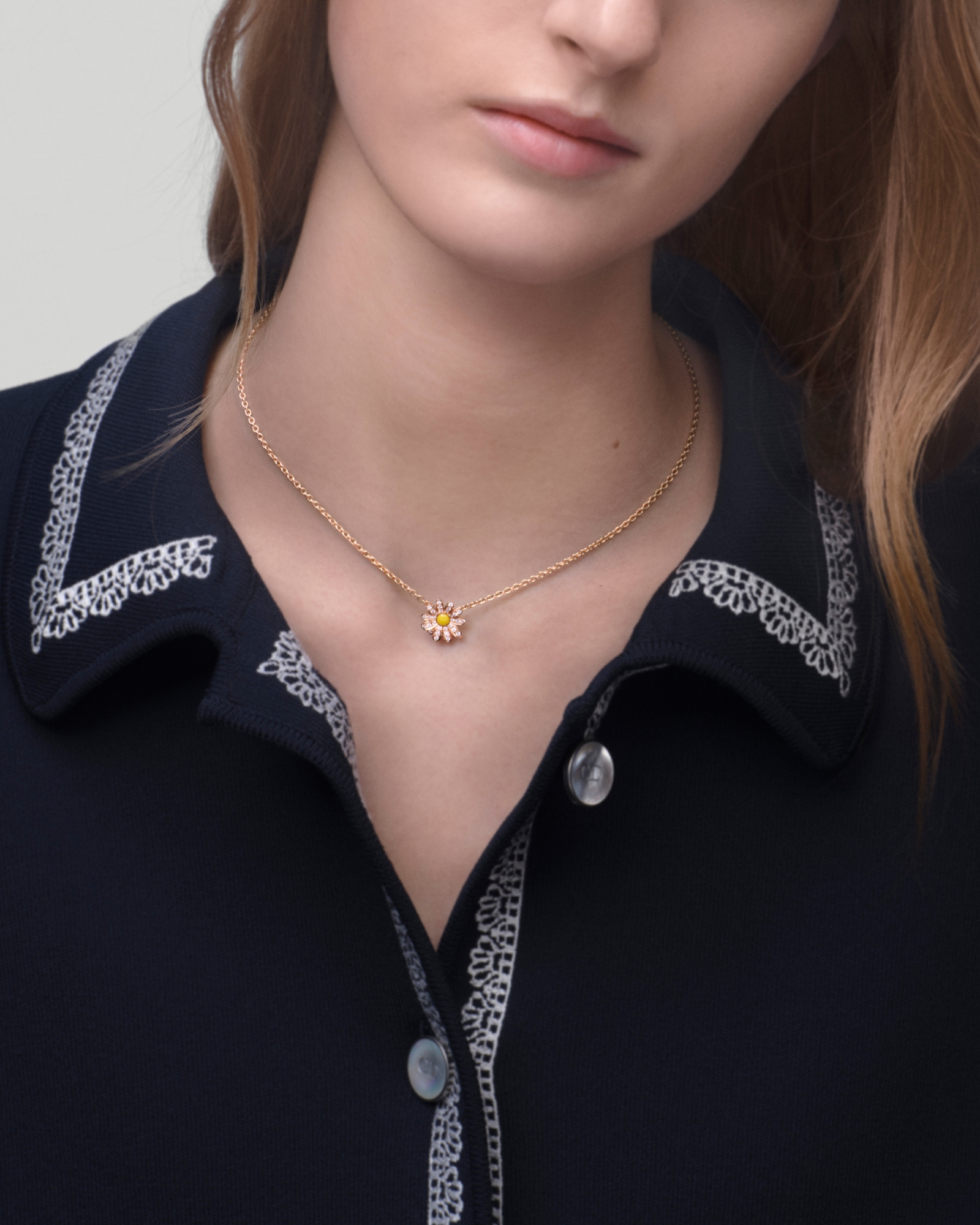 Diorette Halskette Roségold, Diamanten und Lack E01